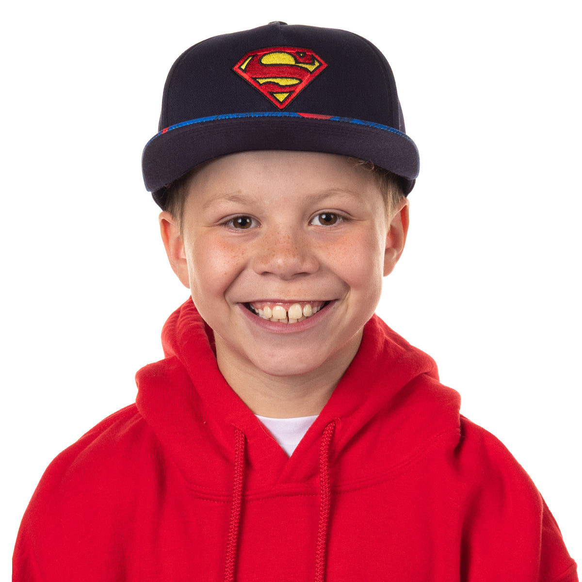 DC Comics Superman Boys' Flat-Brim Hat Snapback Adjustable OSFM Baseball Cap