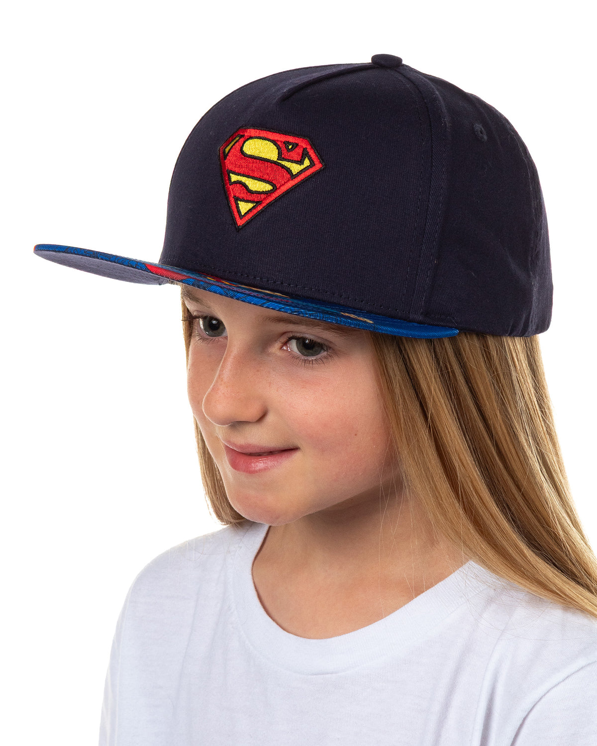 DC Comics Superman Boys' Flat-Brim Hat Snapback Adjustable OSFM Baseball Cap