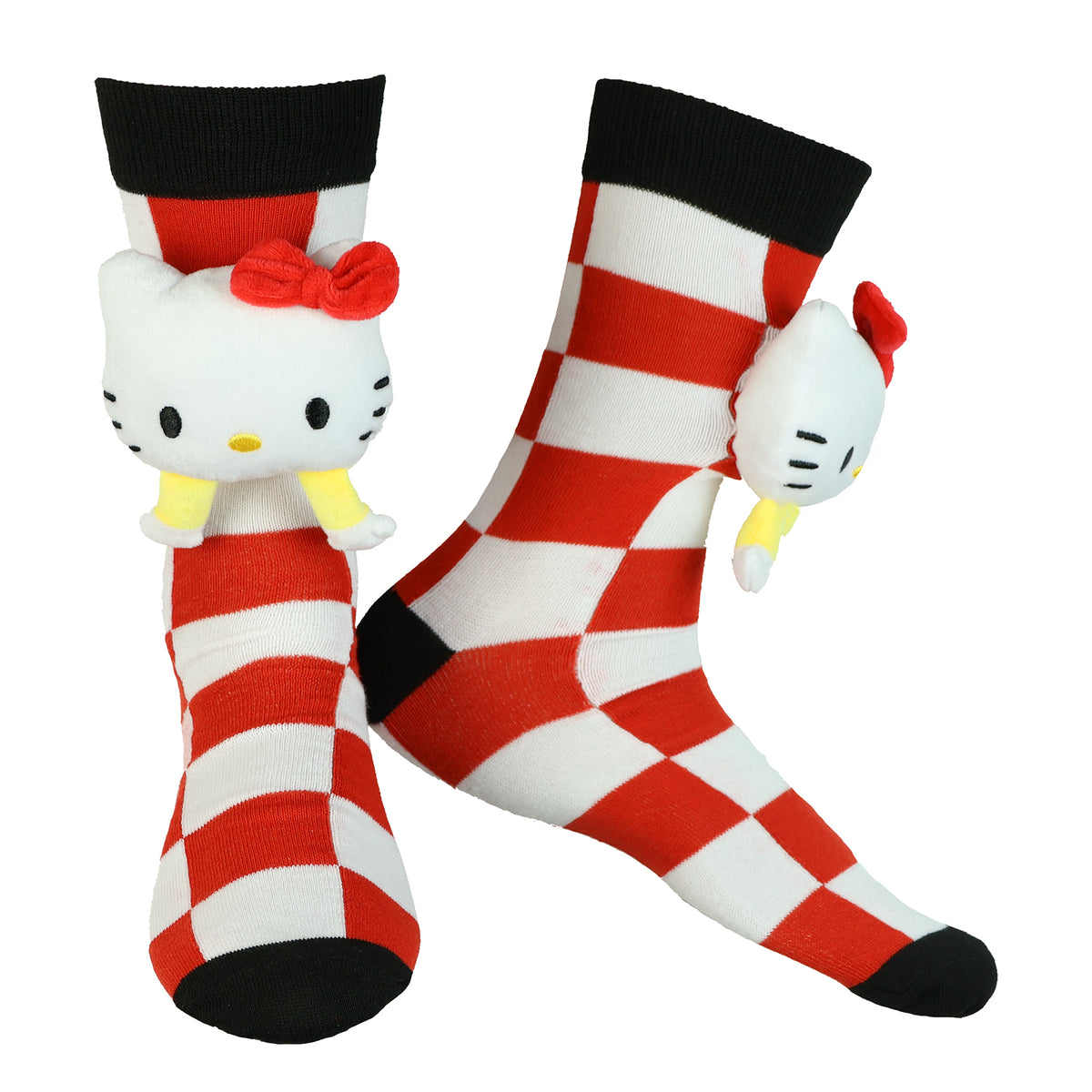 Sanrio Hello Kitty Plush Head Design 2-Pack Mid-Calf Crew Sock Set in Gift Box