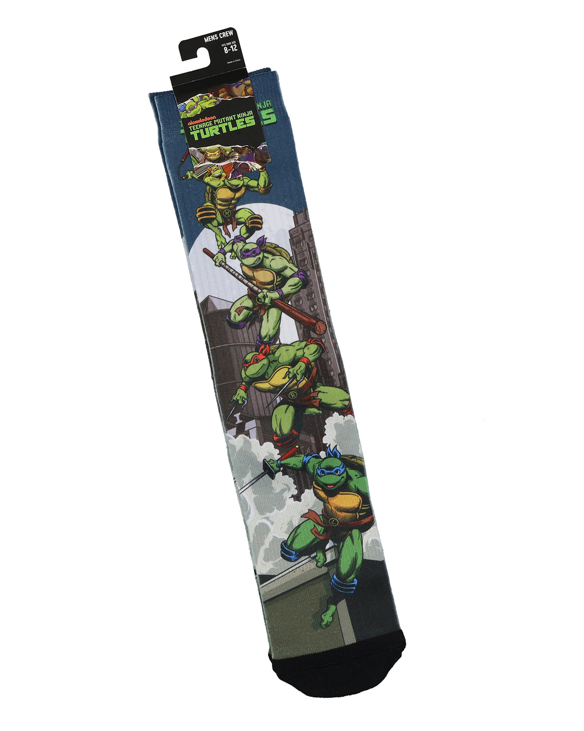 Teenage Mutant Ninja Turtles TMNT Socks Men's Town Scape Crew Sock Size 8-12