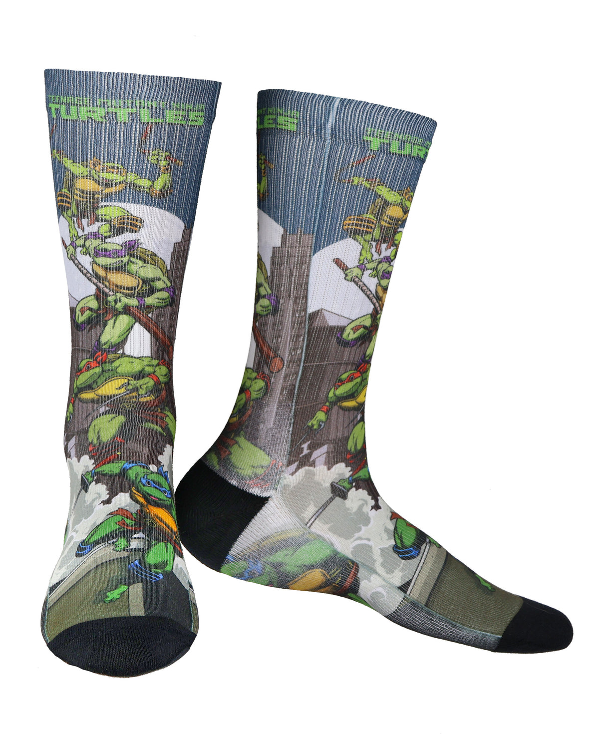Teenage Mutant Ninja Turtles TMNT Socks Men's Town Scape Crew Sock Size 8-12