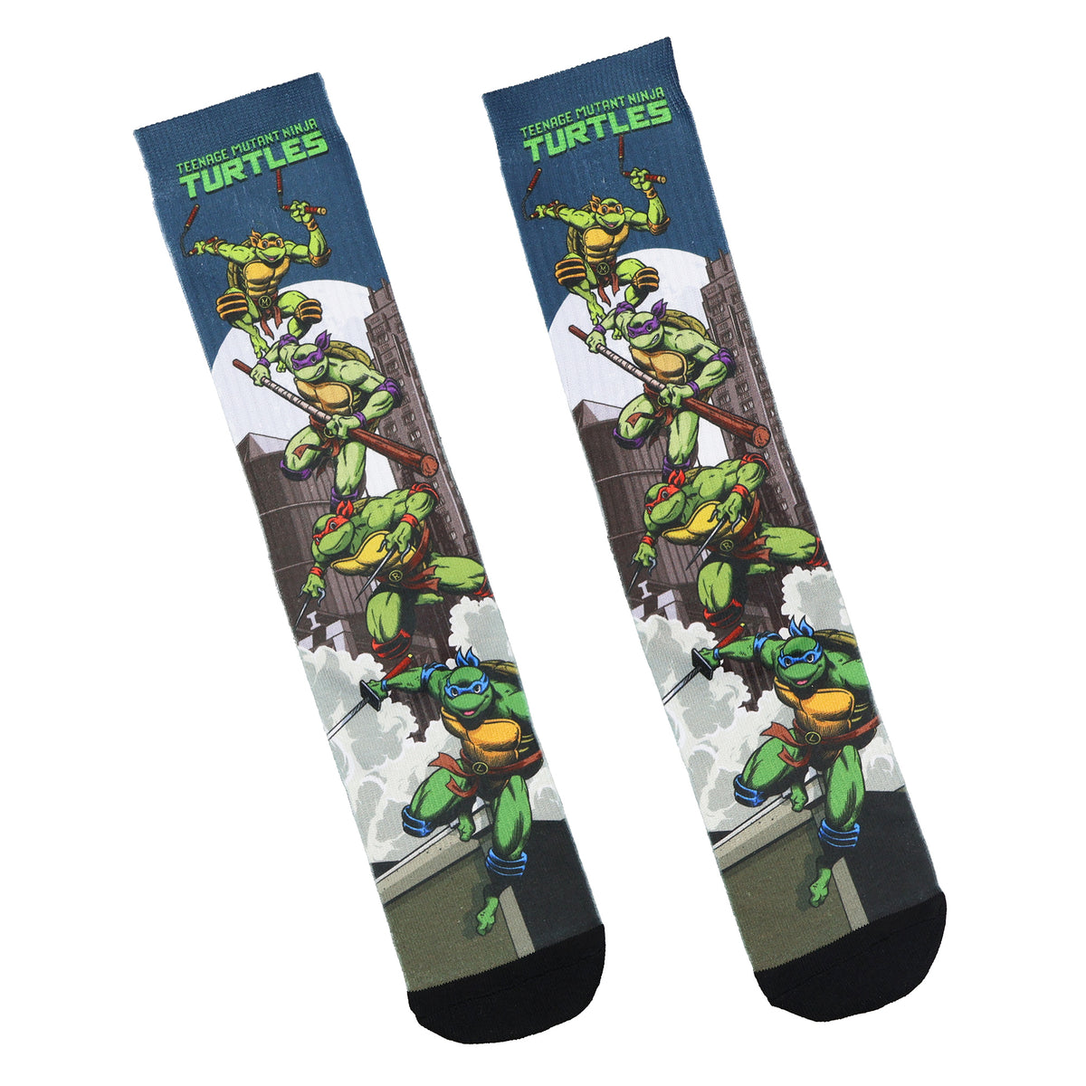 Teenage Mutant Ninja Turtles TMNT Socks Men's Town Scape Crew Sock Size 8-12