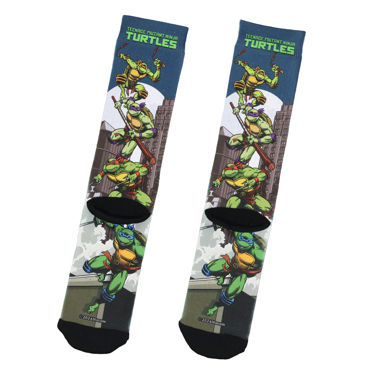 Teenage Mutant Ninja Turtles TMNT Socks Men's Town Scape Crew Sock Size 8-12