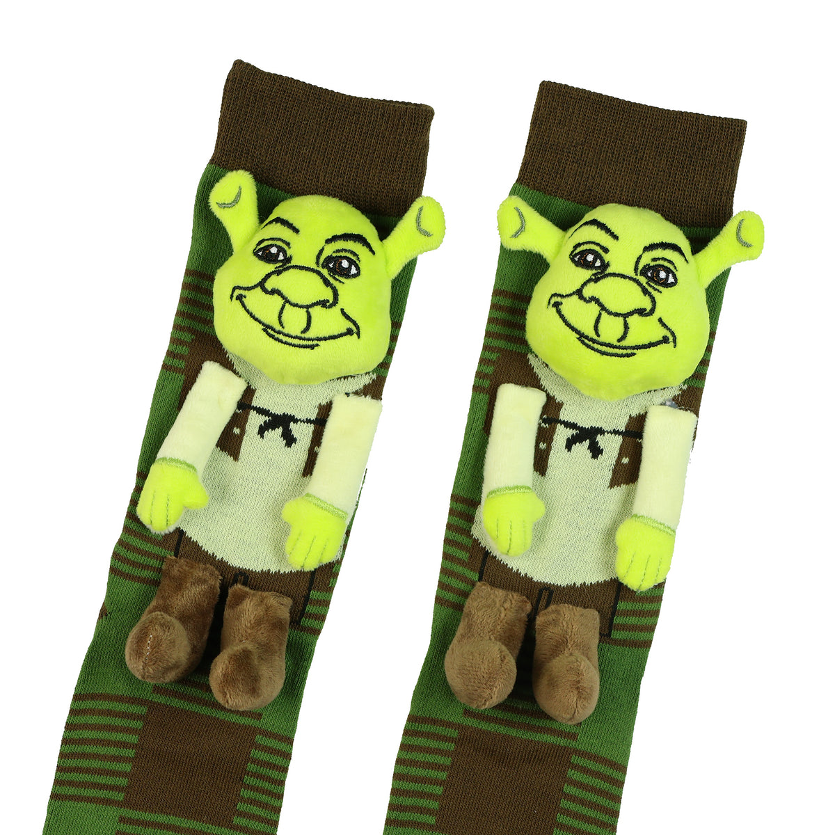 Shrek Men's Plaid Pattern Design with 3D Plush Mid-Calf Crew Socks, 1 Pair