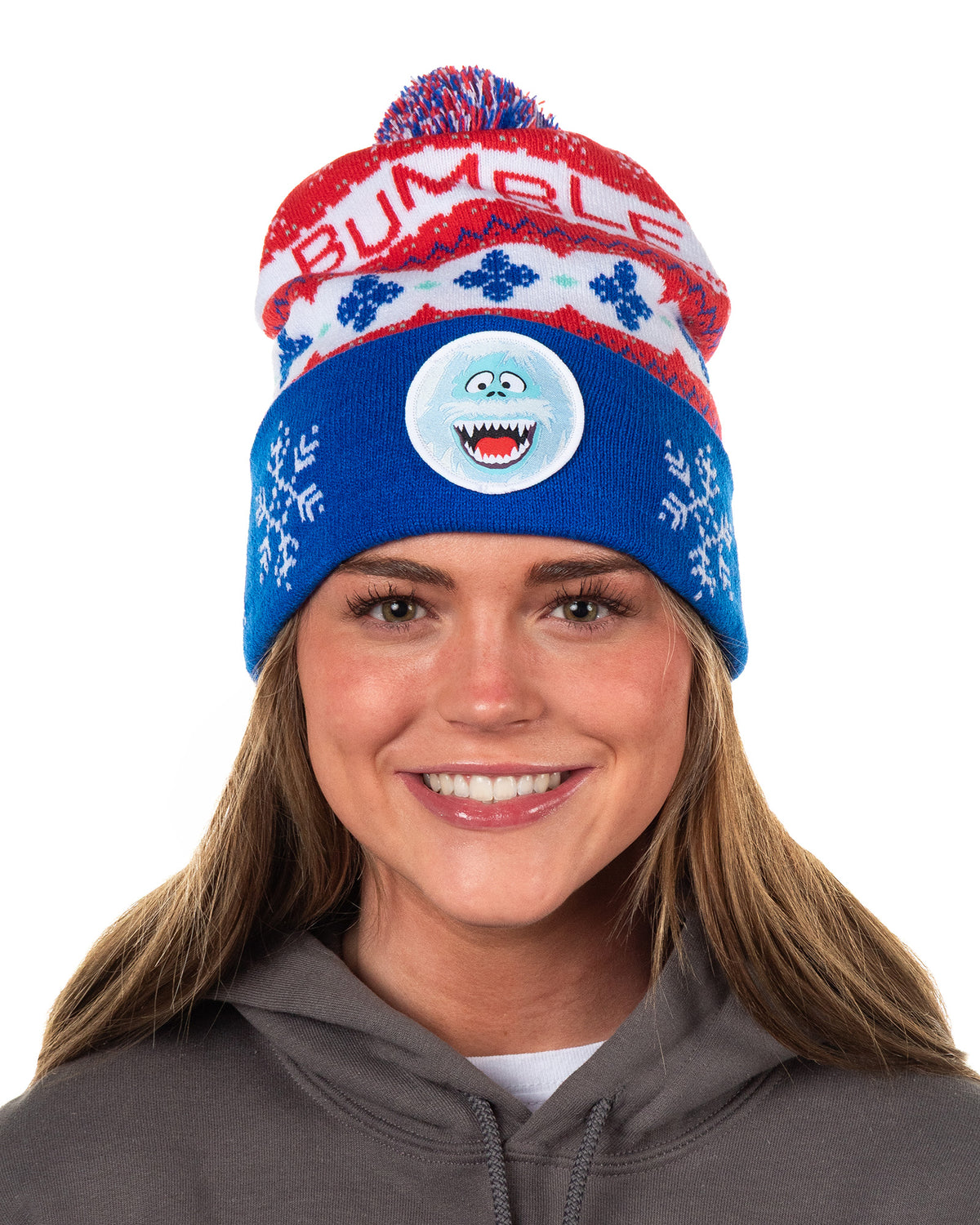 Rudolph the Red-Nosed Reindeer Beanie Bumble Ugly Sweater Knit Hat Adult, OSFM