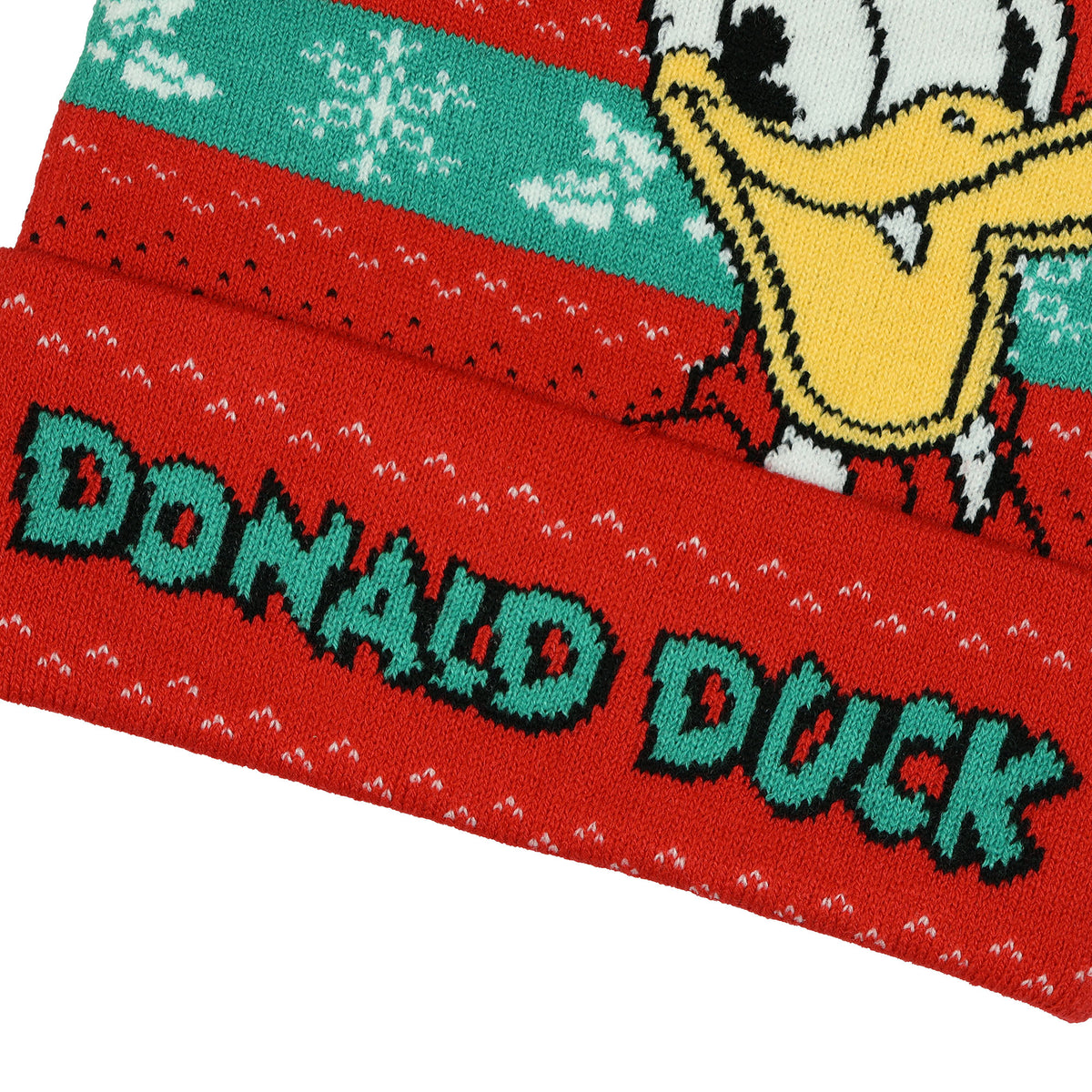 Disney Donald Duck Beanie Ugly Sweater Cuff Knit Pom Hat Adult, OSFM