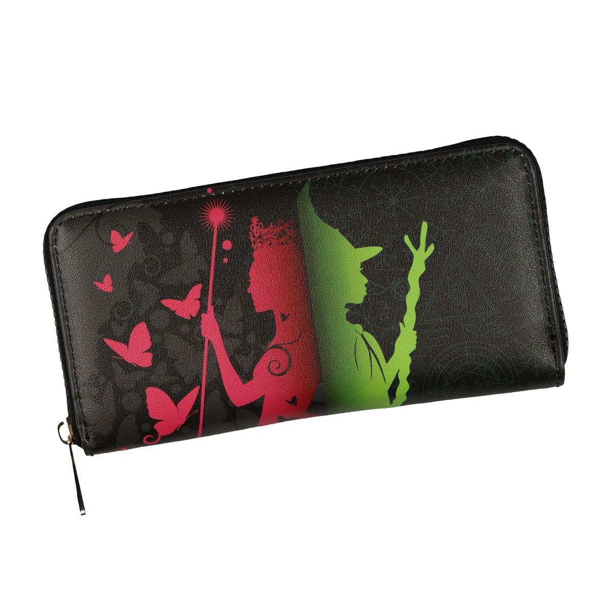 Wicked Wallet Glinda and Elphaba Inspired Design Faux Leather Zip Around Clutch