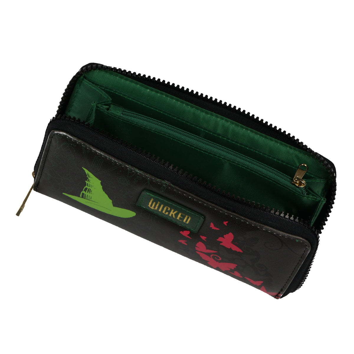 Wicked Wallet Glinda and Elphaba Inspired Design Faux Leather Zip Around Clutch