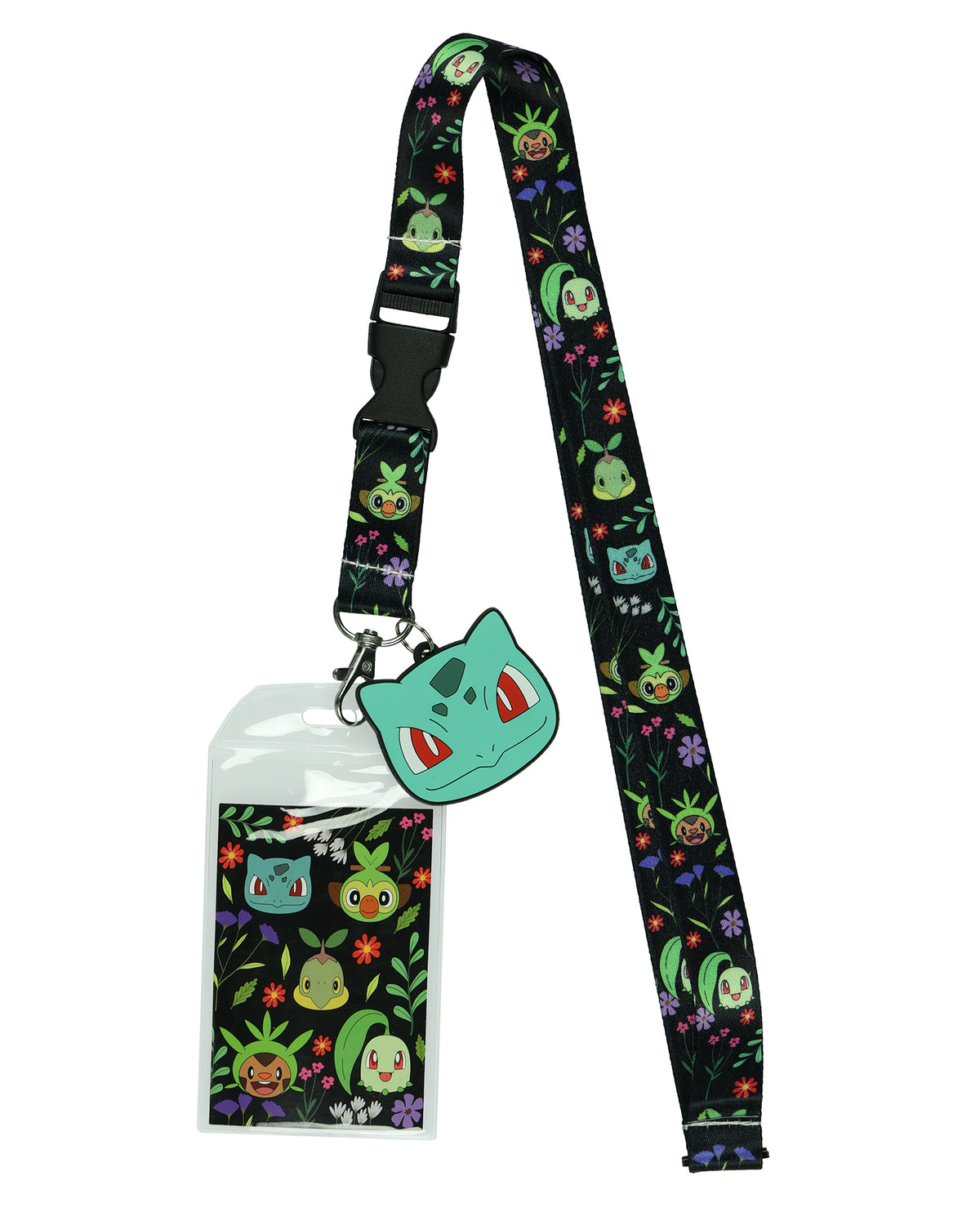 Pokemon Lanyard Grass Type Character Floral Design Clear ID Badge Holder Keychain