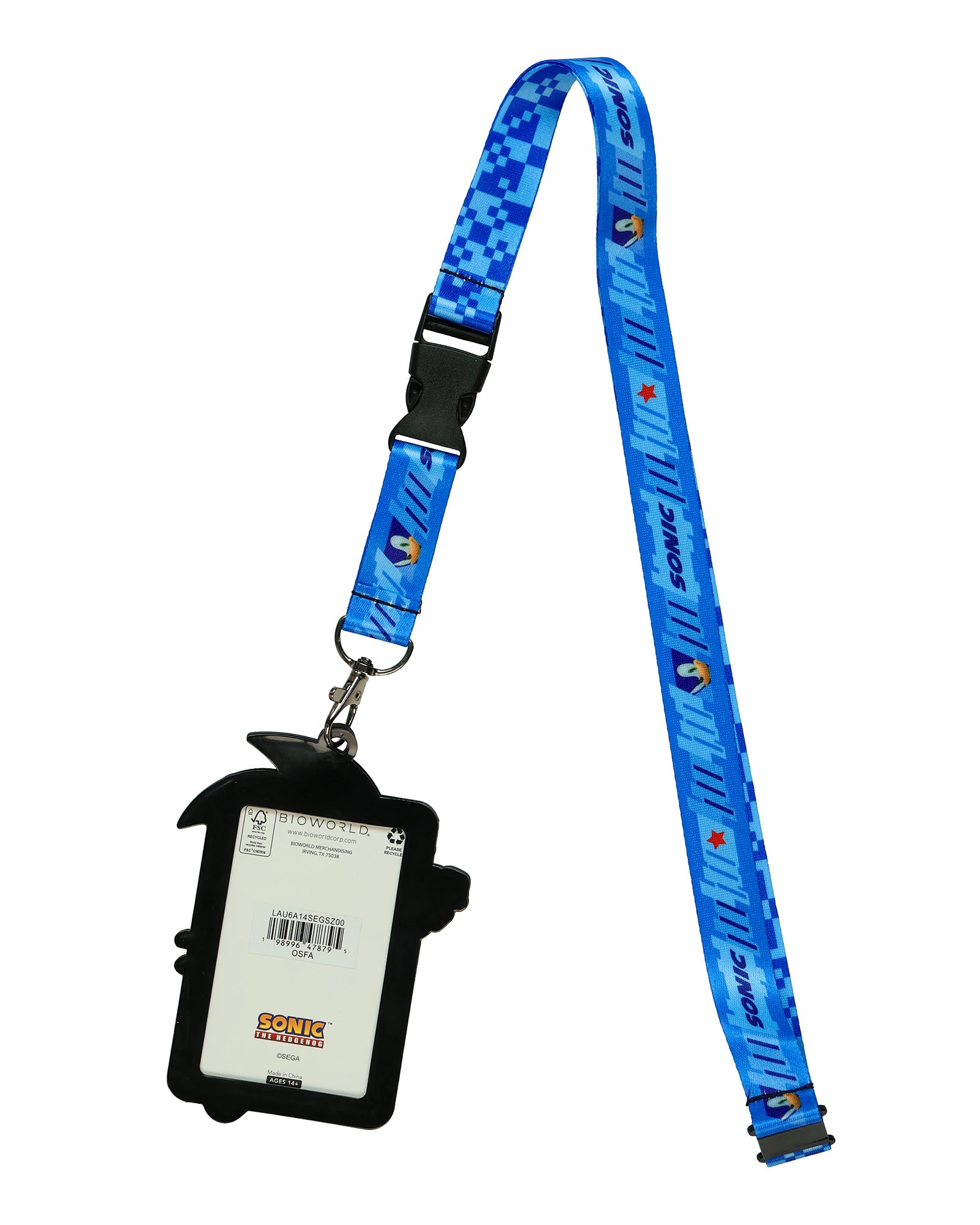 Sonic The Hedgehog Lanyard Pixel Design Sonic Case ID Holder Keychain