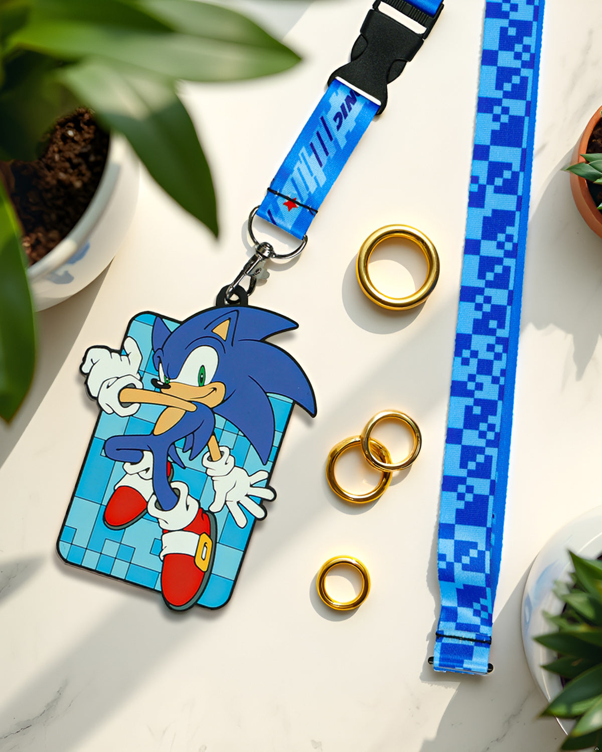 Sonic The Hedgehog Lanyard Pixel Design Sonic Case ID Holder Keychain