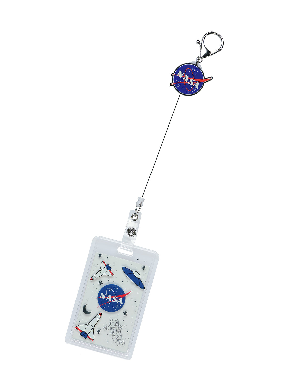 NASA Retractable Clear ID Holder Badge Reel Lanyard Space Design