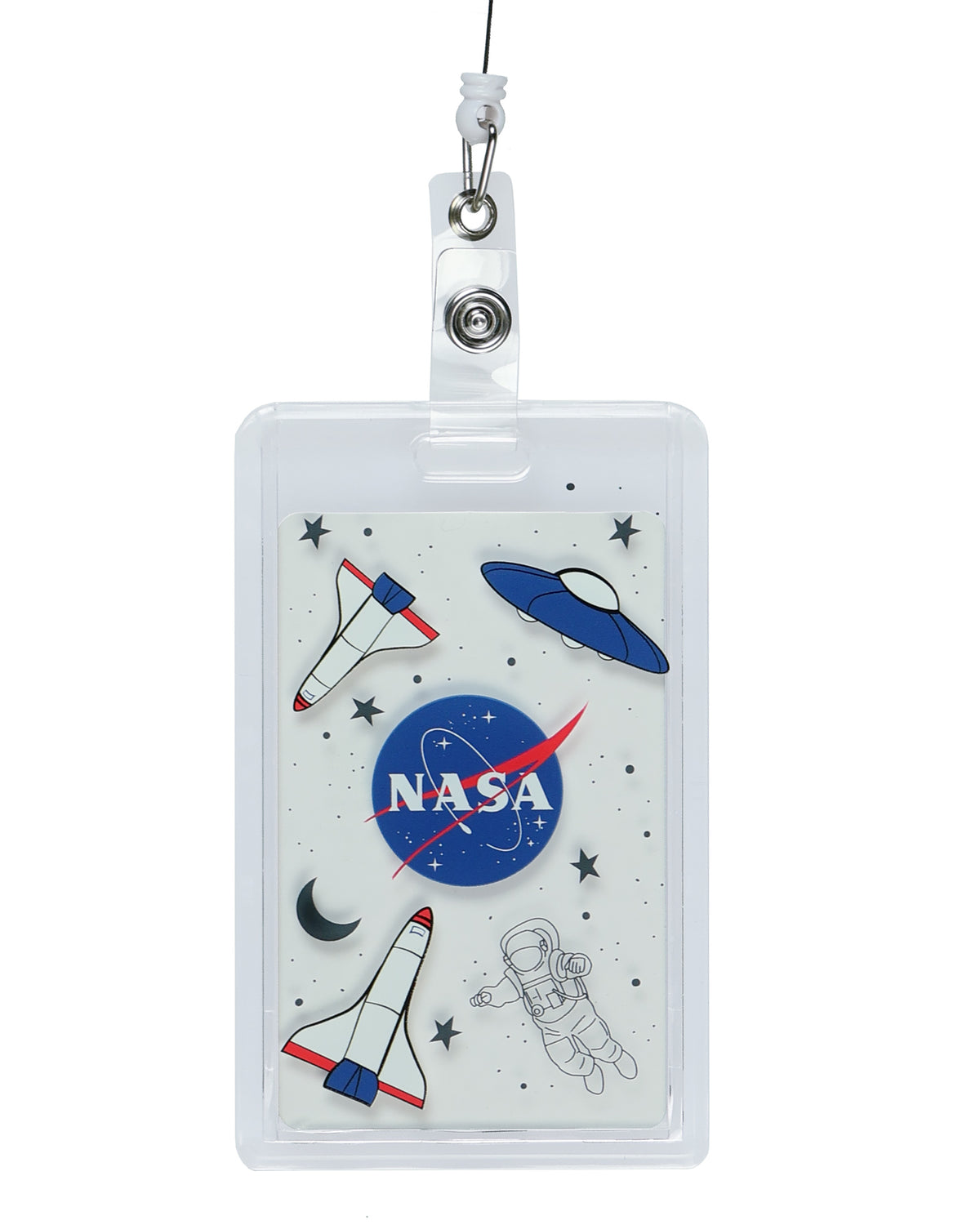 NASA Retractable Clear ID Holder Badge Reel Lanyard Space Design