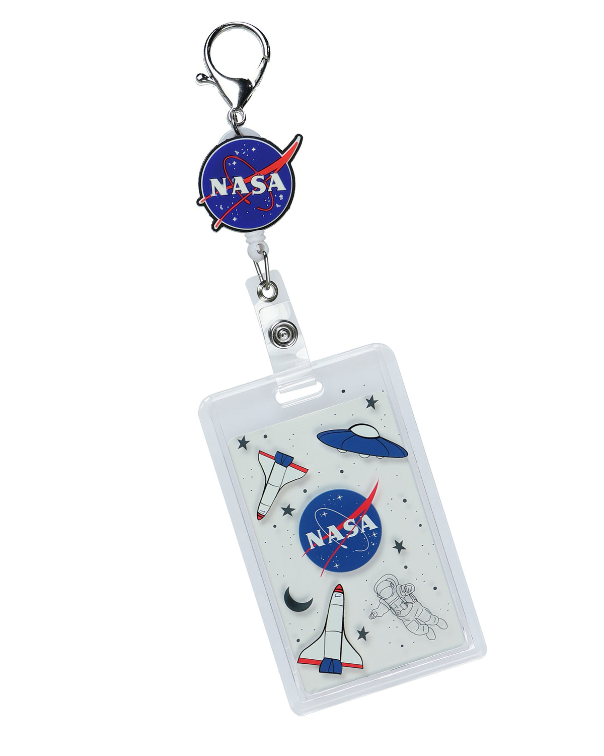 NASA Retractable Clear ID Holder Badge Reel Lanyard Space Design