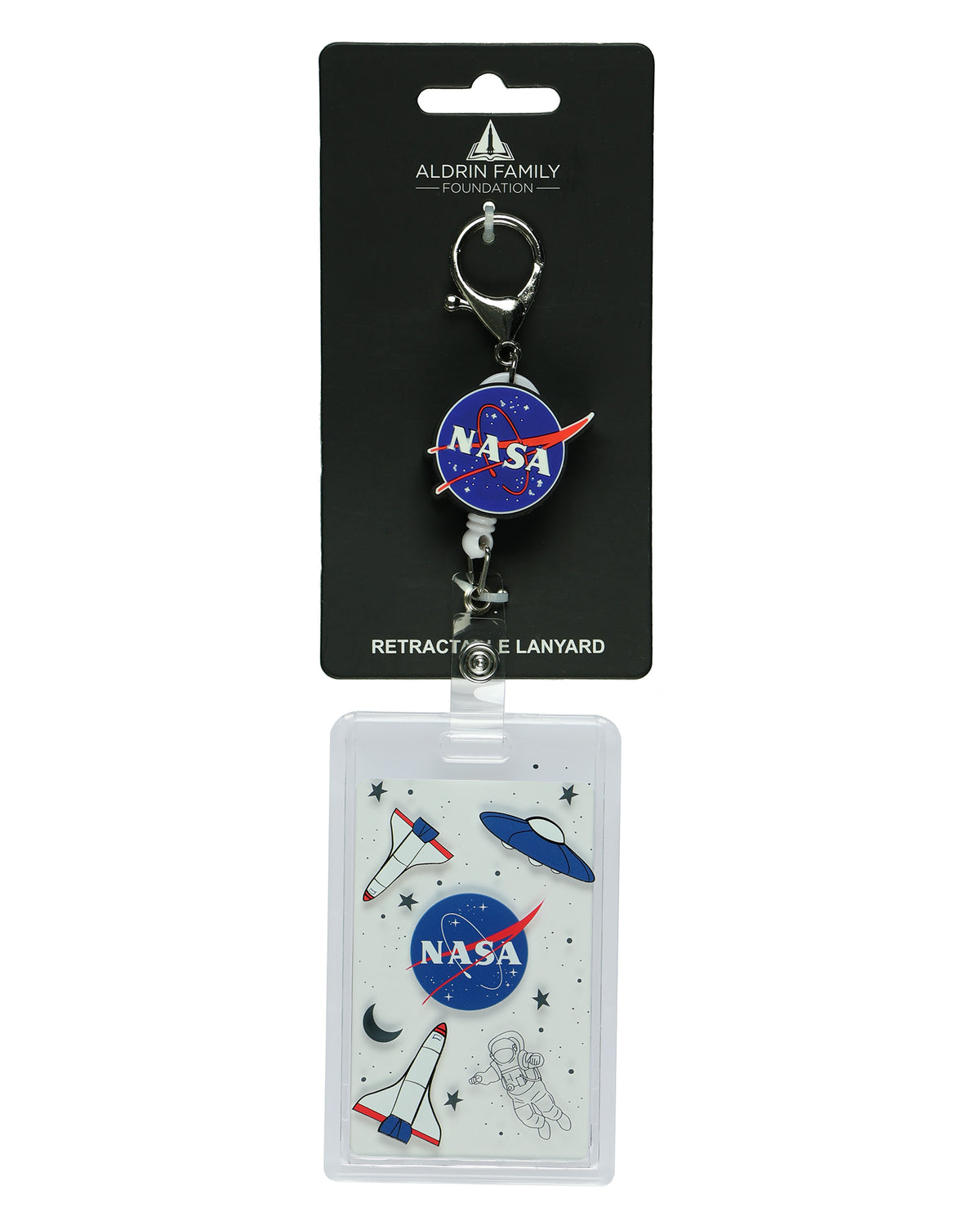 NASA Retractable Clear ID Holder Badge Reel Lanyard Space Design
