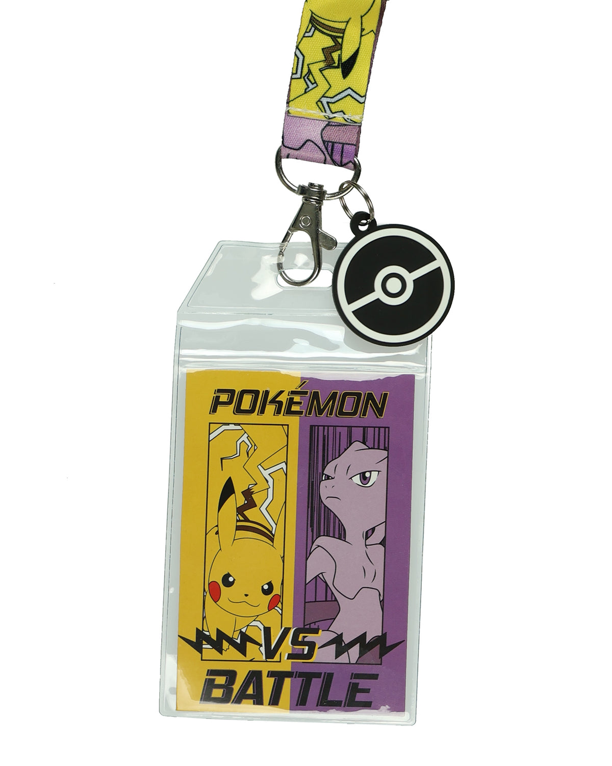 Pokémon Lanyard Pikachu vs Mewtwo Battle Design ID Badge Holder Keychain