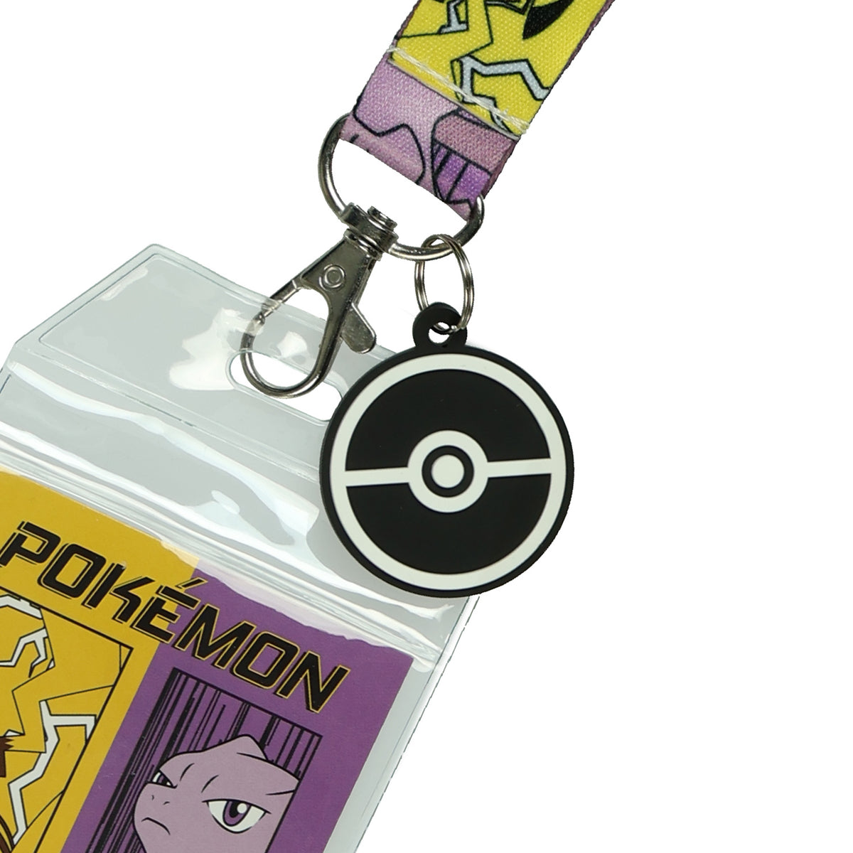 Pokémon Lanyard Pikachu vs Mewtwo Battle Design ID Badge Holder Keychain