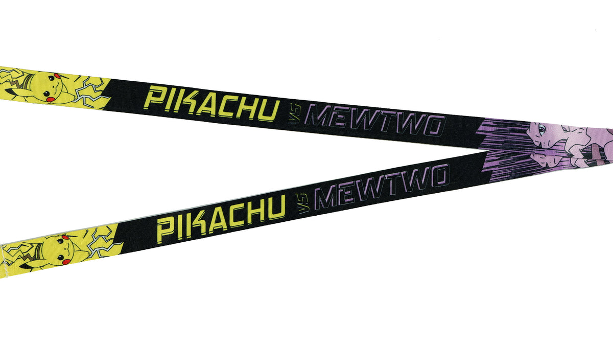 Pokémon Lanyard Pikachu vs Mewtwo Battle Design ID Badge Holder Keychain