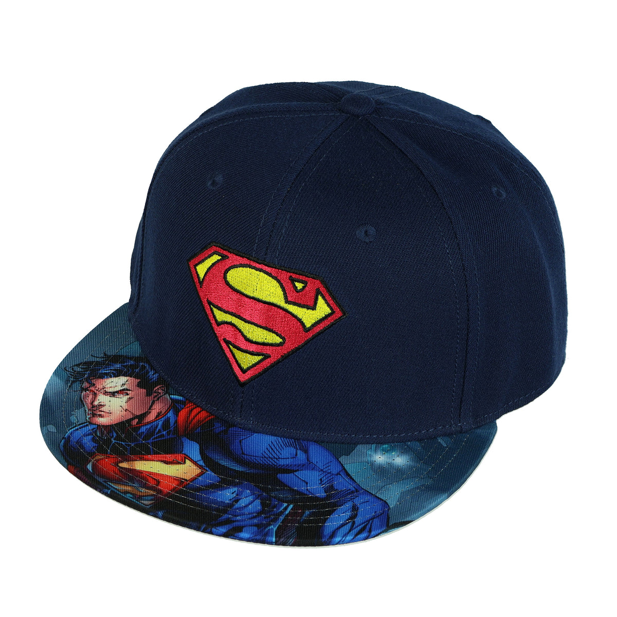 DC Comics Superman Hat Men's Embroidered Logo Flat Brim Snapback Cap OSFM