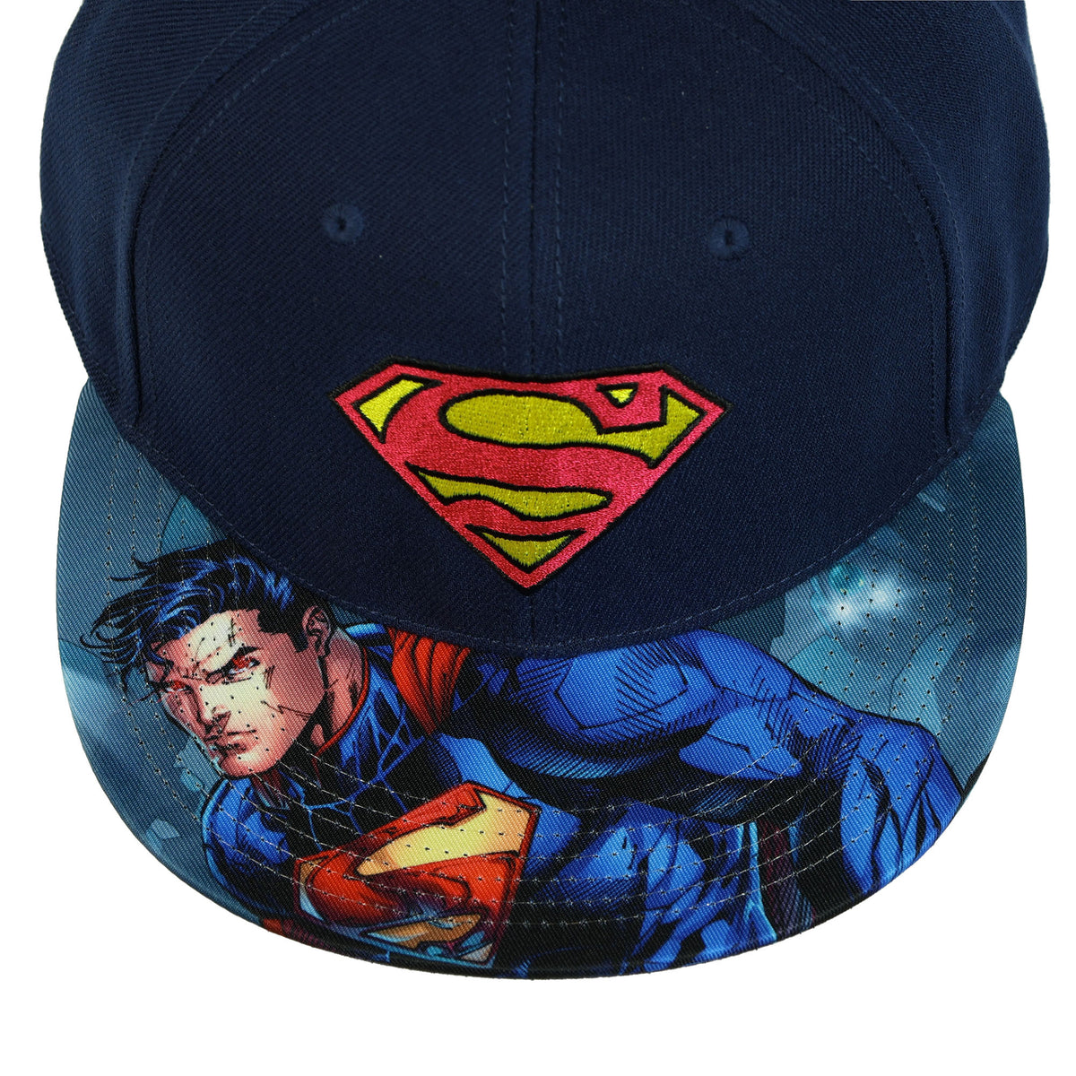 DC Comics Superman Hat Men's Embroidered Logo Flat Brim Snapback Cap OSFM