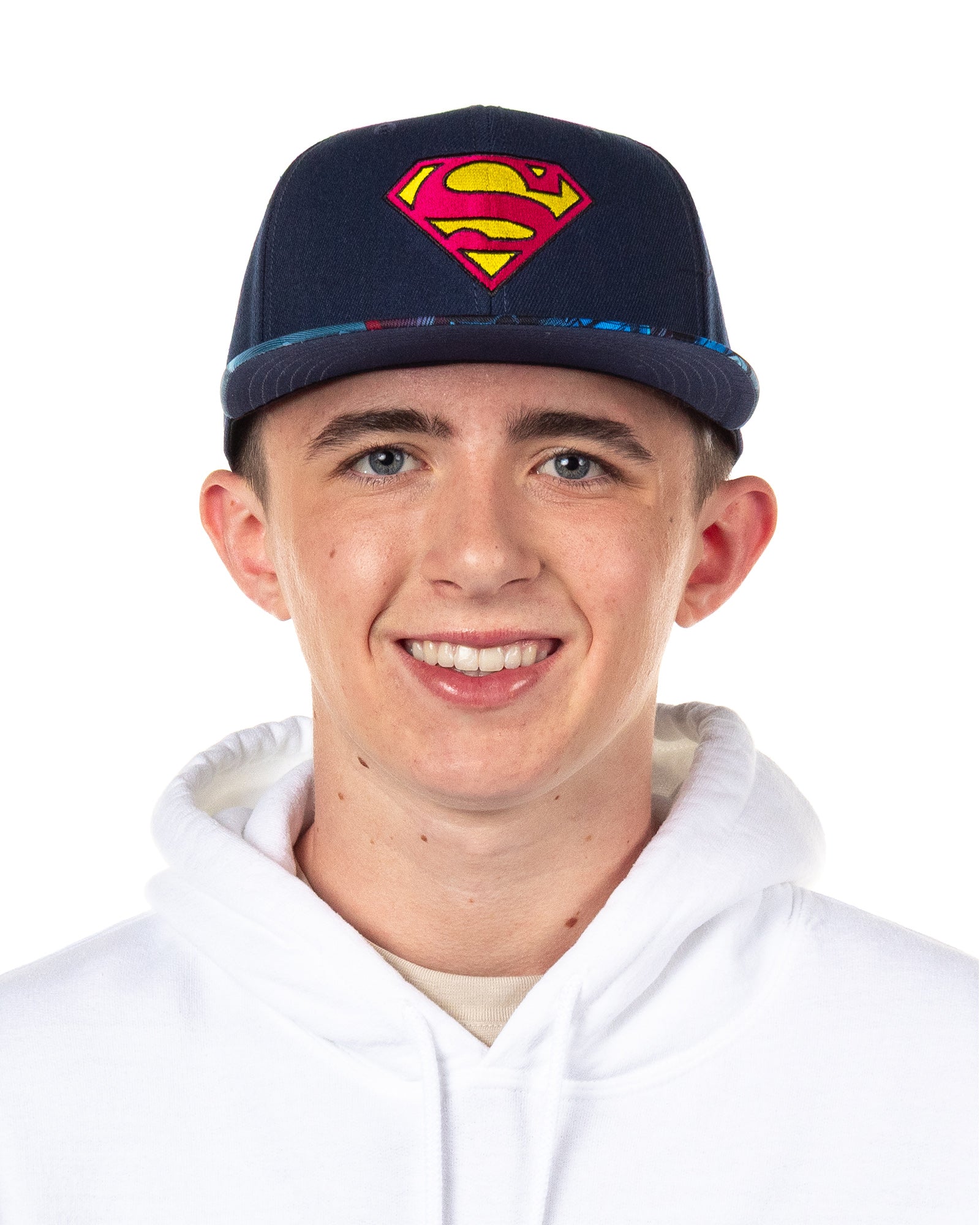 DC Comics Superman Hat Men's Embroidered Logo Flat Brim Snapback Cap OSFM