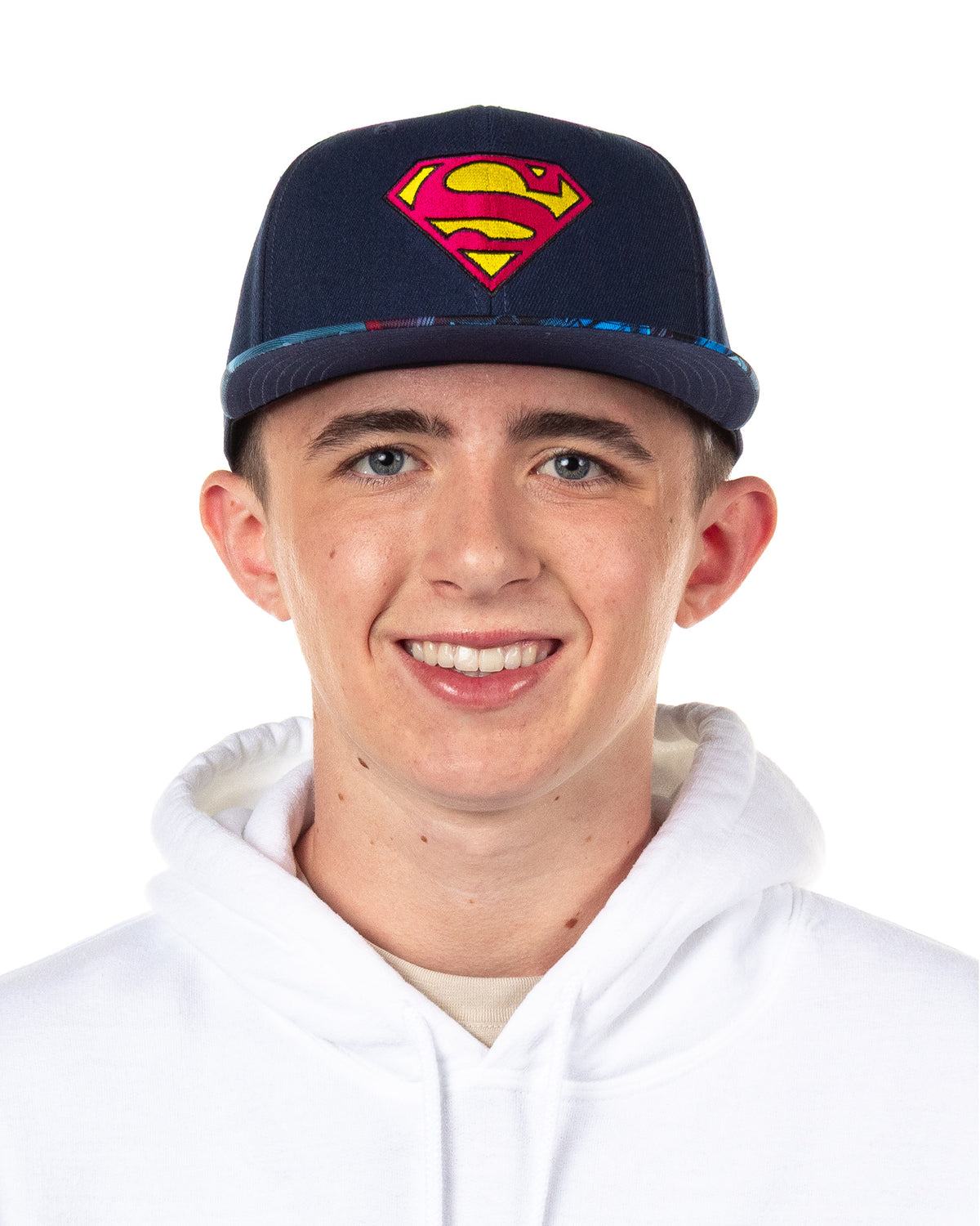 DC Comics Superman Hat Men's Embroidered Logo Flat Brim Snapback Cap OSFM