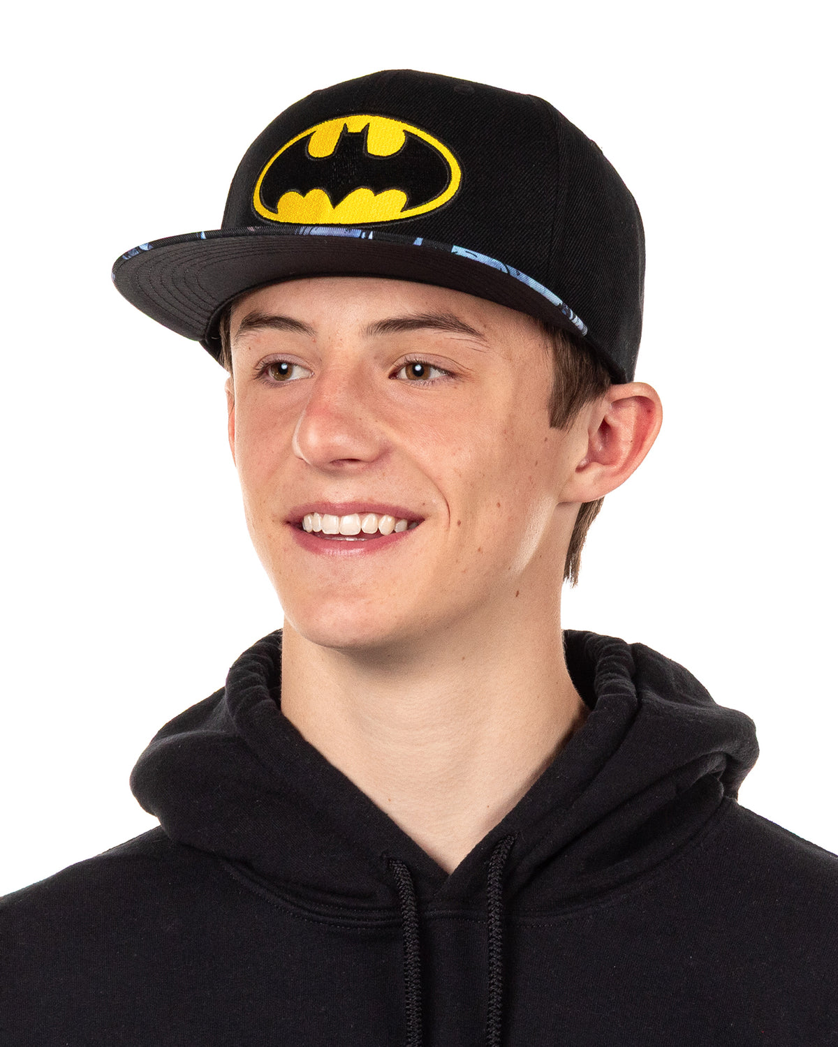 DC Comics Batman Hat Men's Embroidered Logo Flat Brim Snapback Cap OSFM