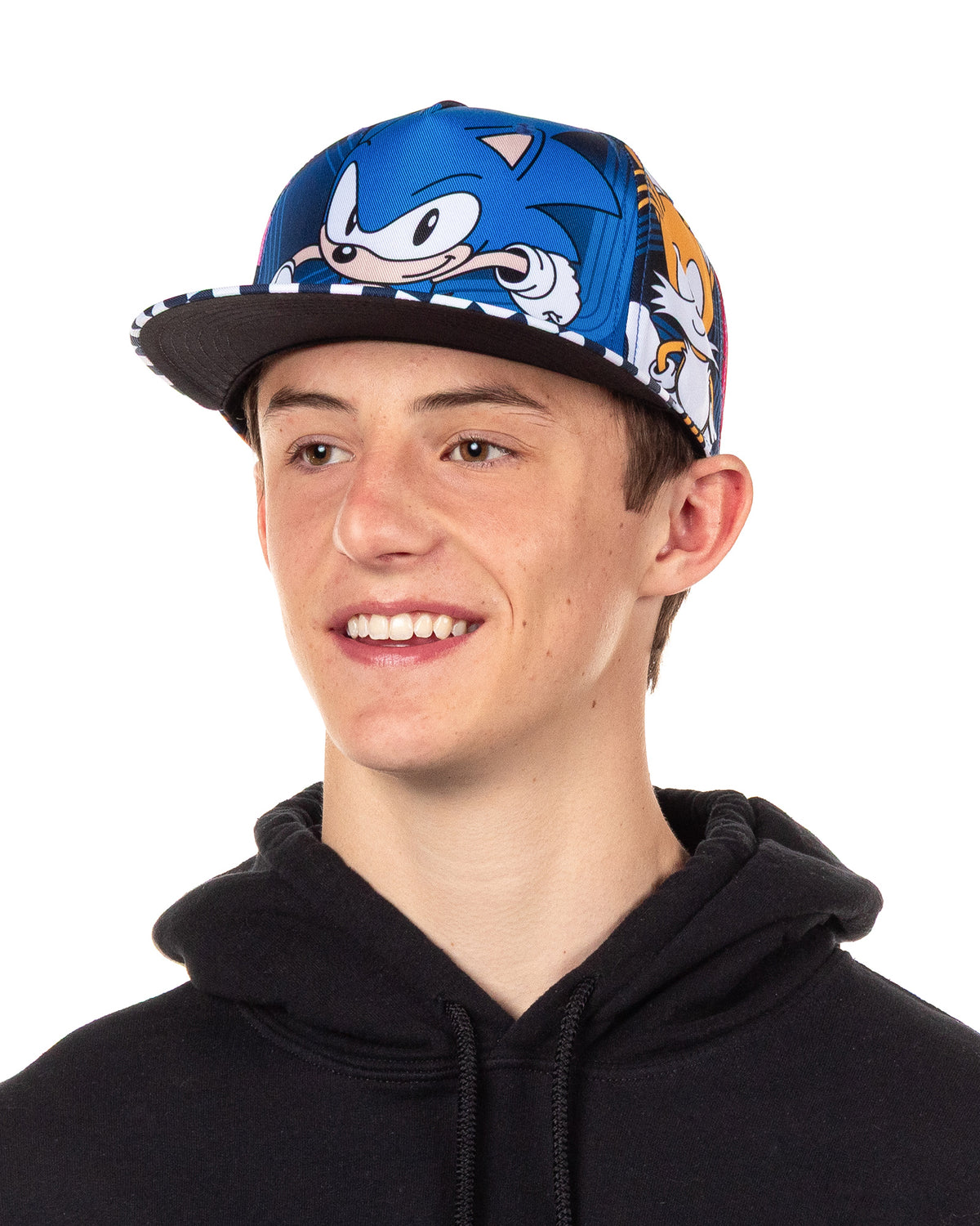 Sonic The Hedgehog Hat Men's Amy Tails Knuckles Flat Brim Snapback Cap OSFM