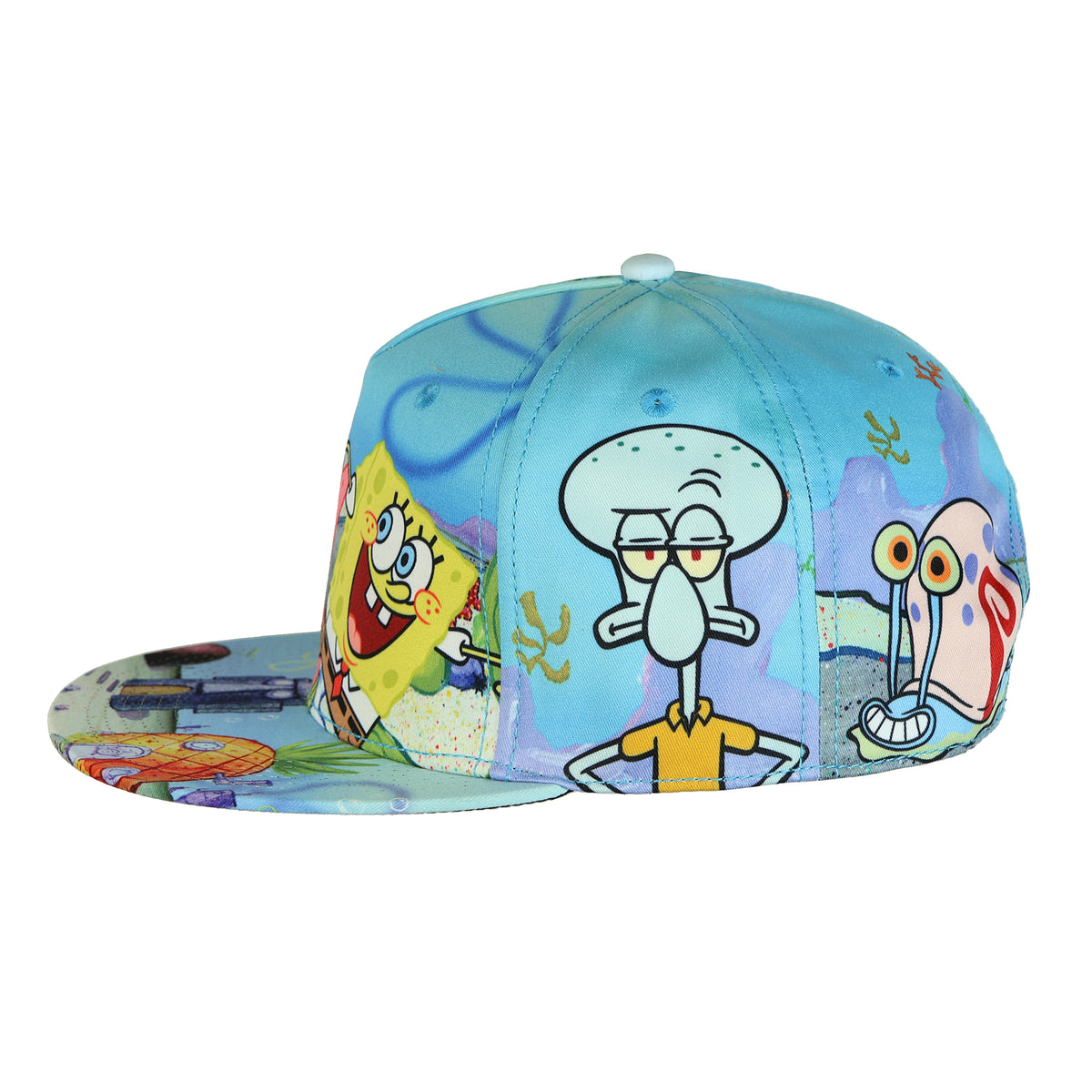 Nickelodeon SpongeBob SquarePants Hat Men's Bikini Bottom Flat Brim Snapback Cap OSFM