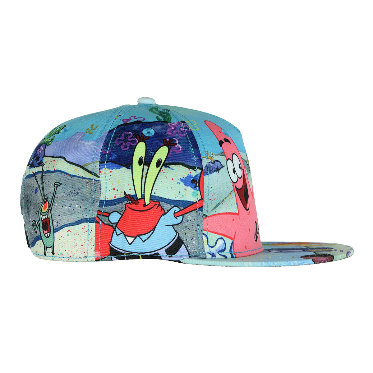 Nickelodeon SpongeBob SquarePants Hat Men's Bikini Bottom Flat Brim Snapback Cap OSFM