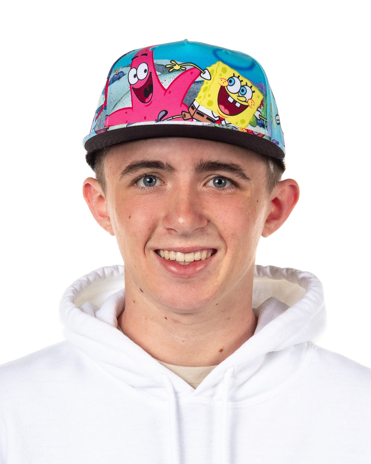 Nickelodeon SpongeBob SquarePants Hat Men's Bikini Bottom Flat Brim Snapback Cap OSFM