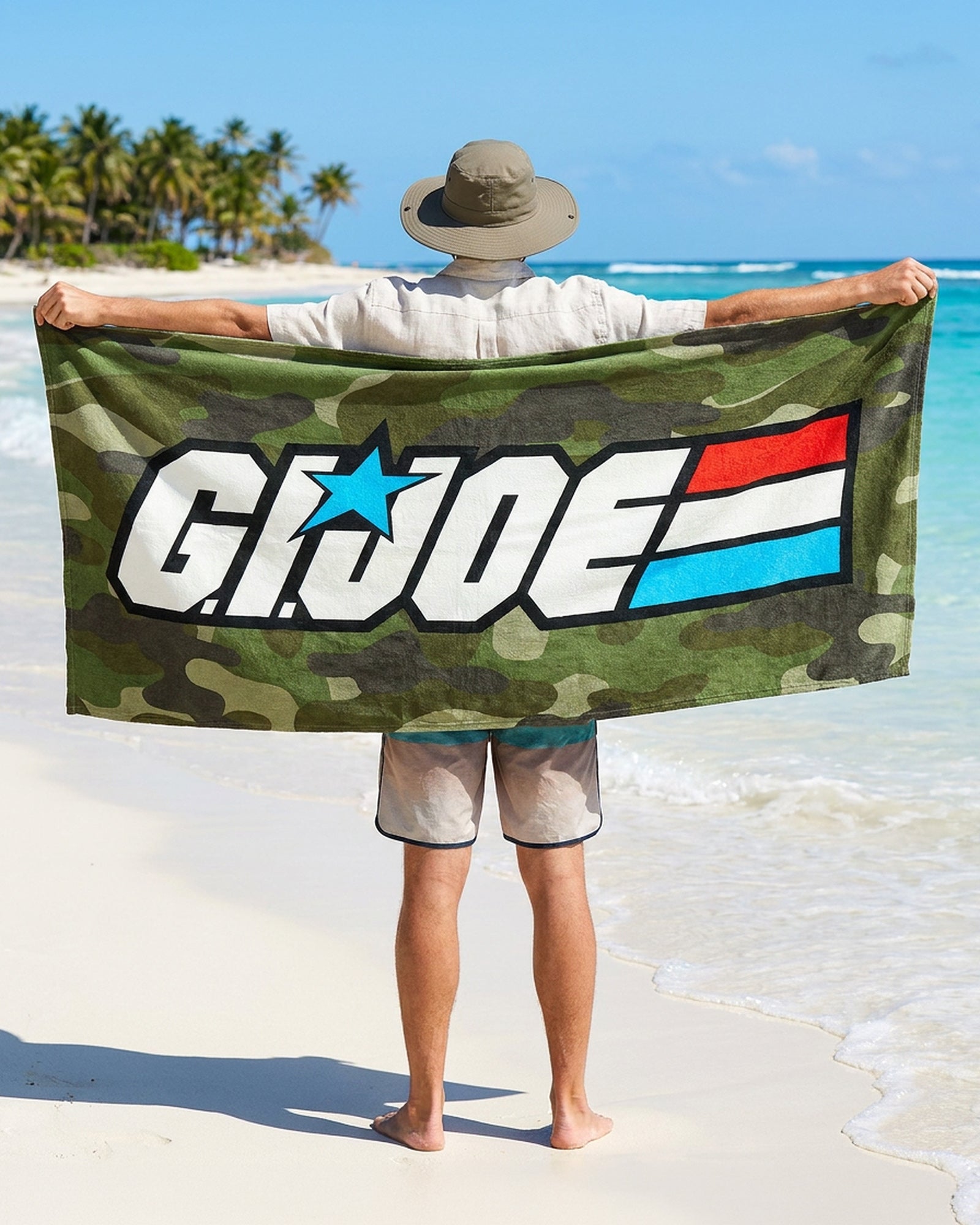G.I. Joe Beach Towel Microfiber Red White and Blue Logo Camo 30"x60" Pool Bath