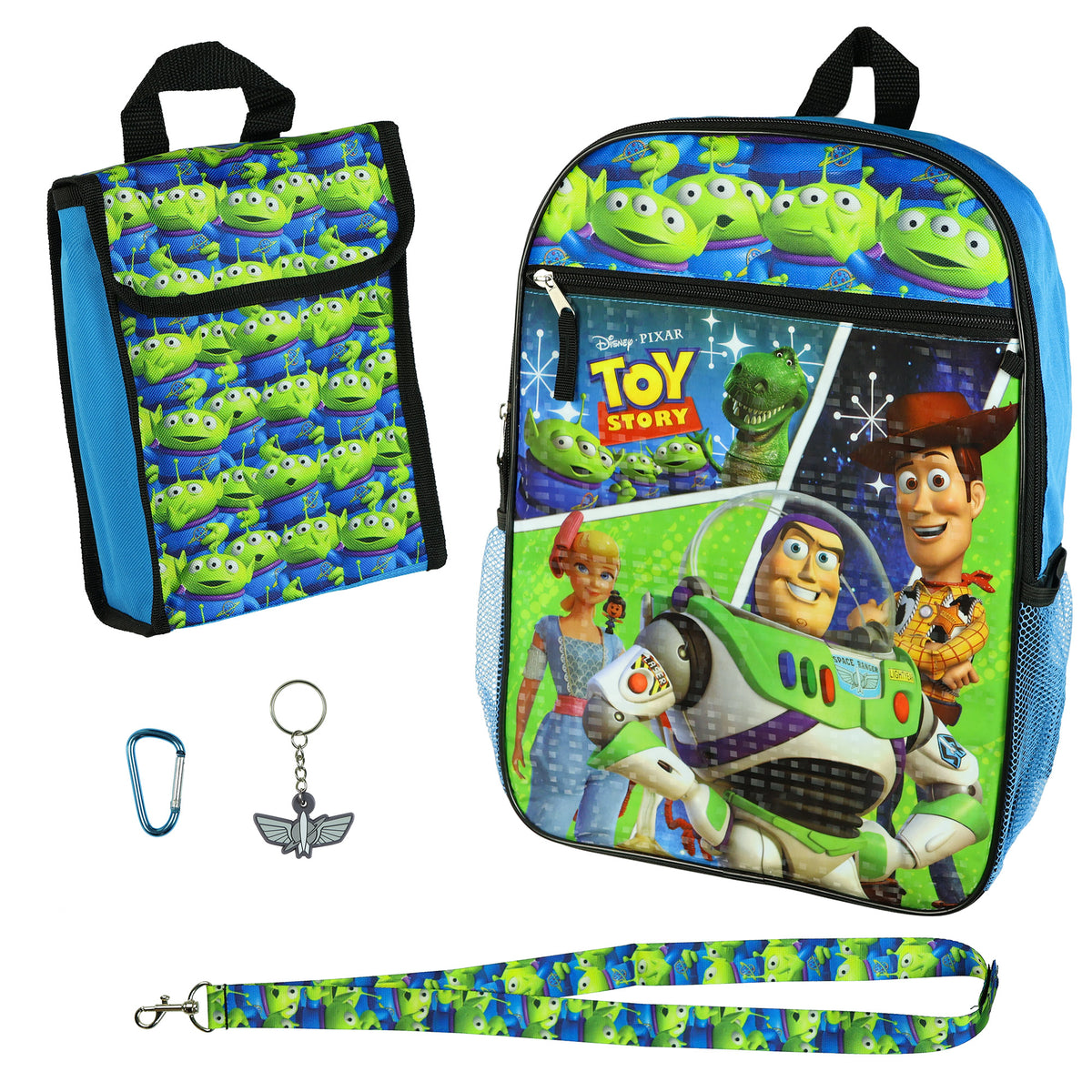 Disney Toy Story Backpack 16" Buzz Woody and Friends 5 Piece Detachable Lunch Box