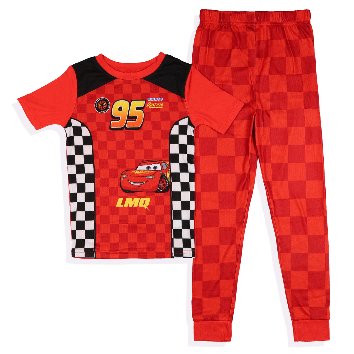 Disney Cars Pajamas Boy's Lightning McQueen Snug Fit Short Sleeve Pant Set