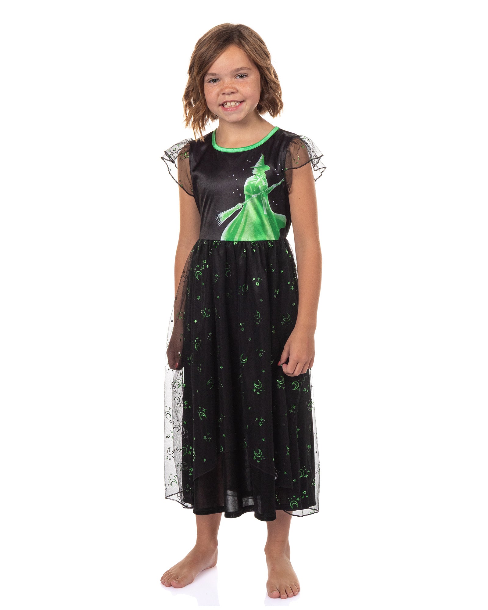 Wicked Girl's Short-Sleeve Sparkle Nightgown Pajama Dress