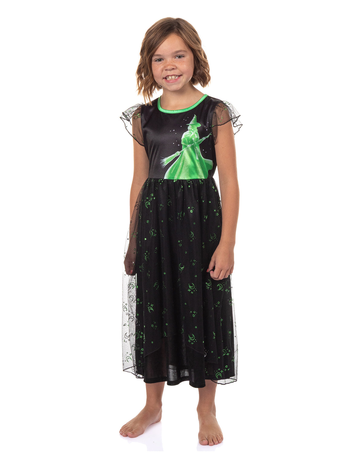Wicked Girl's Short-Sleeve Sparkle Nightgown Pajama Dress