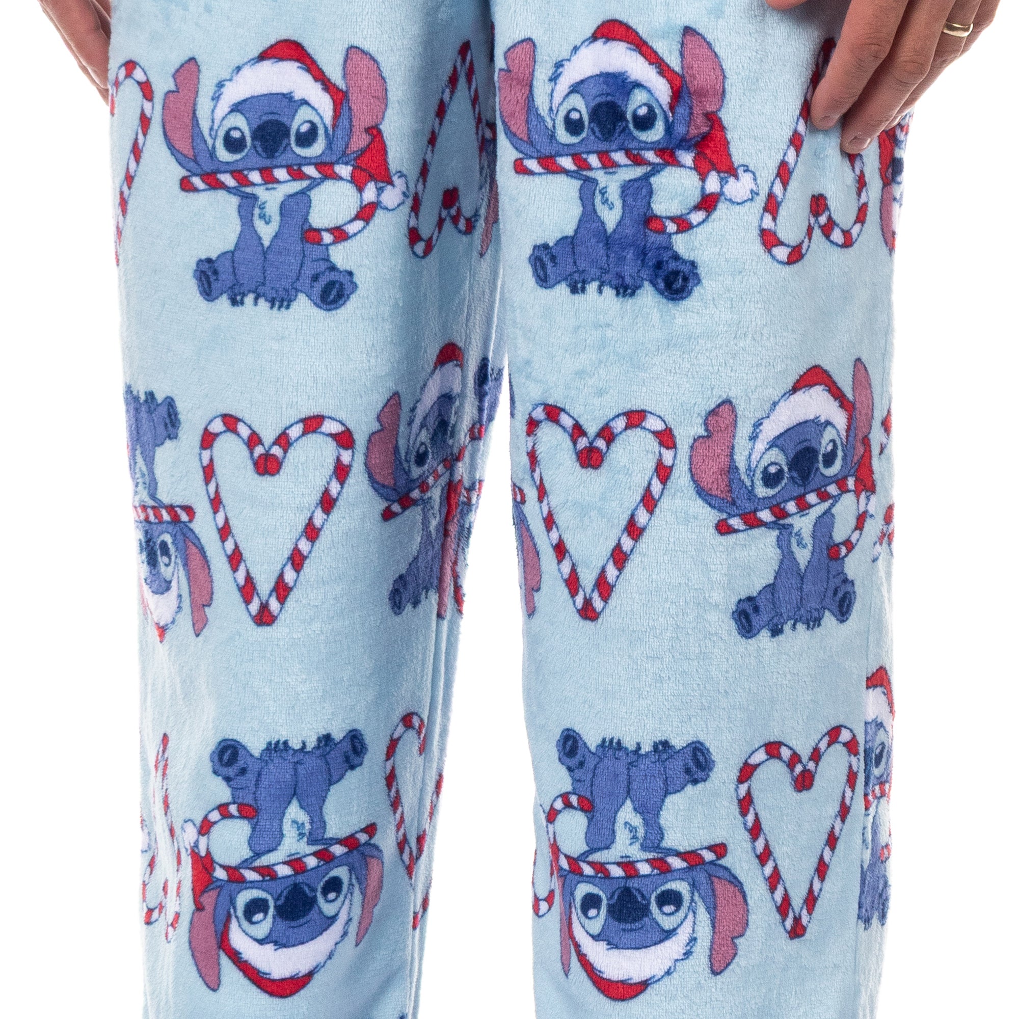 Disney Stitch Christmas Pajamas Men's Candy Cane 2 Piece PJ Lounge Set