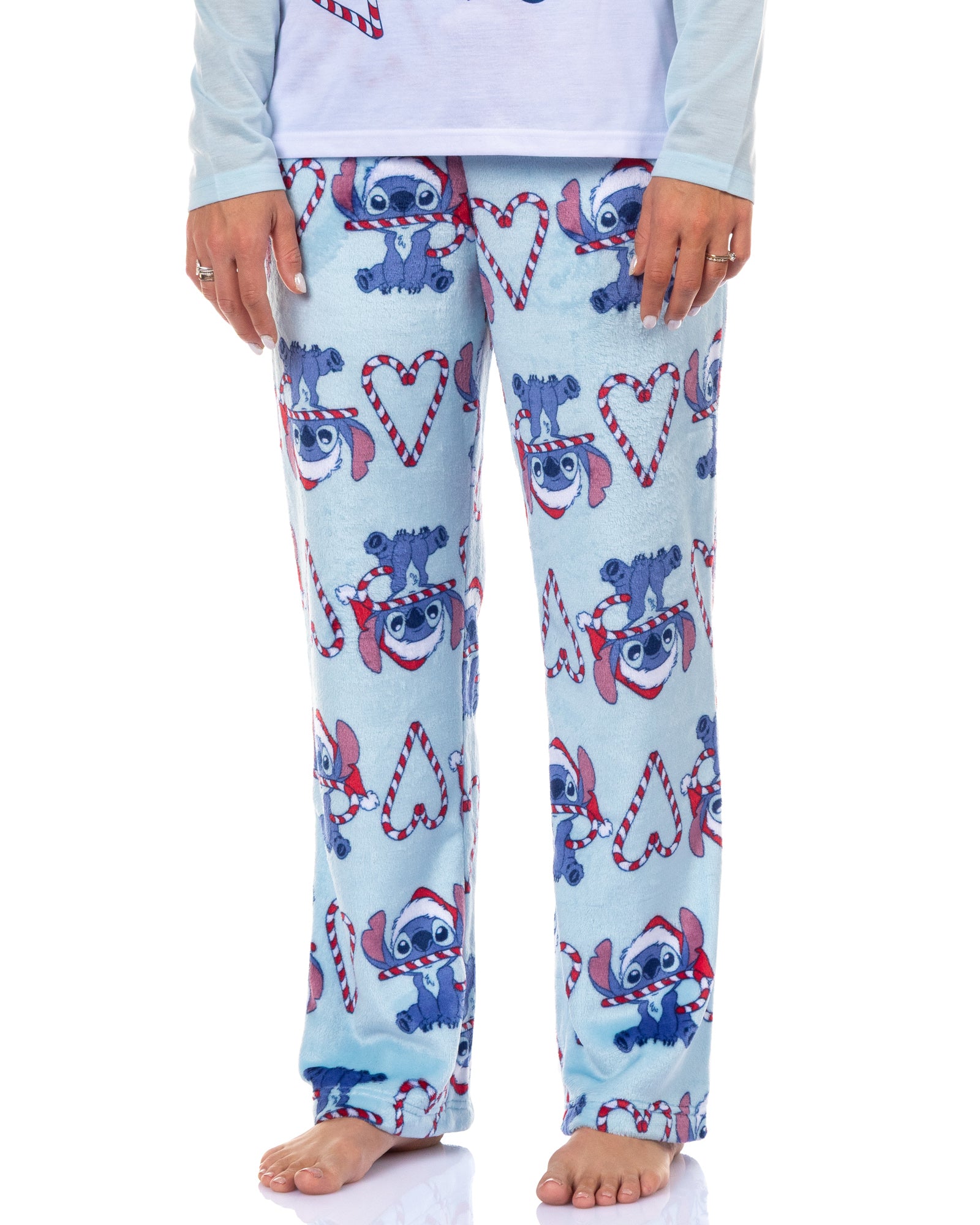 Disney Stitch Christmas Pajamas Men's Candy Cane 2 Piece PJ Lounge Set