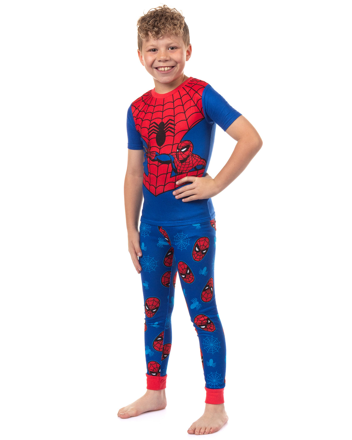 Marvel Spider-Man Pajamas Boy's Snug Fit Short Sleeve Shirt and Pant Set