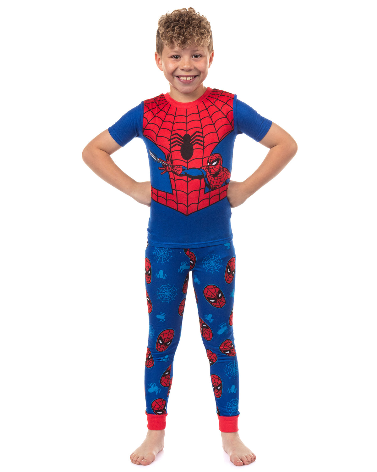 Marvel Spider-Man Pajamas Boy's Snug Fit Short Sleeve Shirt and Pant Set