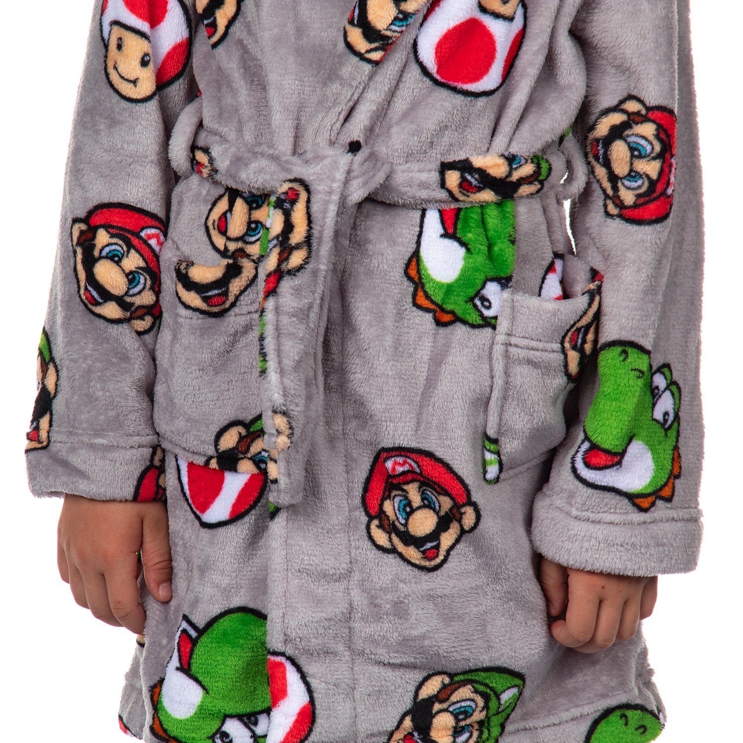 Nintendo Boys' Super Mario Yoshi and Super Mushroom Kids Fleece Robe