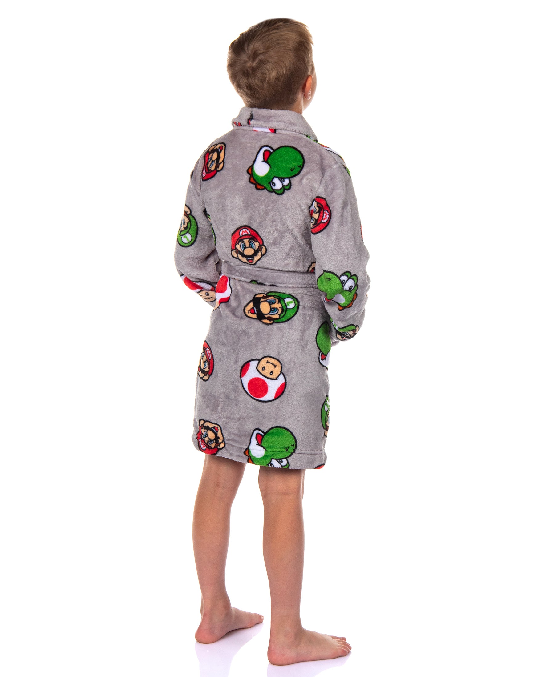 Nintendo Boys' Super Mario Yoshi and Super Mushroom Kids Fleece Robe
