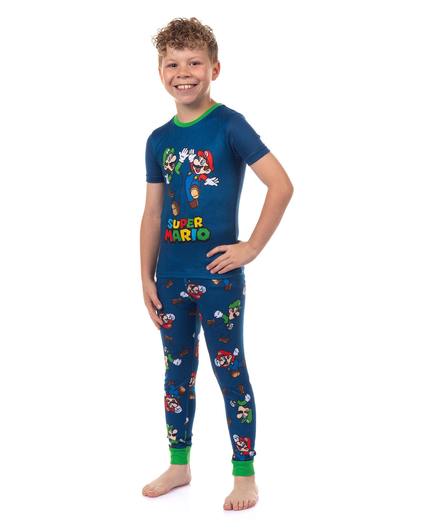 Nintendo Super Mario Bros Pajamas Boy's Snug Fit Short Sleeve Pant Set