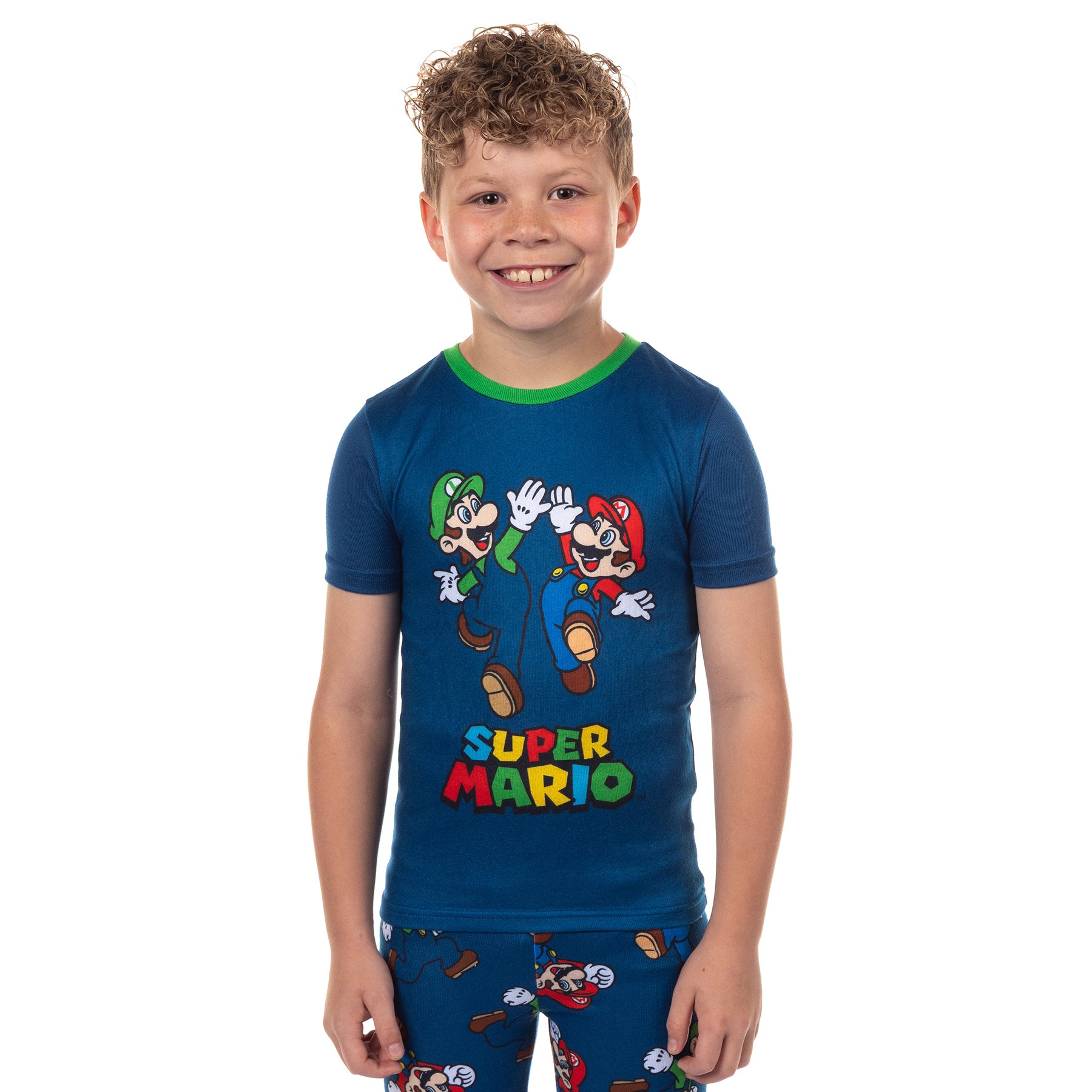 Nintendo Super Mario Bros Pajamas Boy's Snug Fit Short Sleeve Pant Set