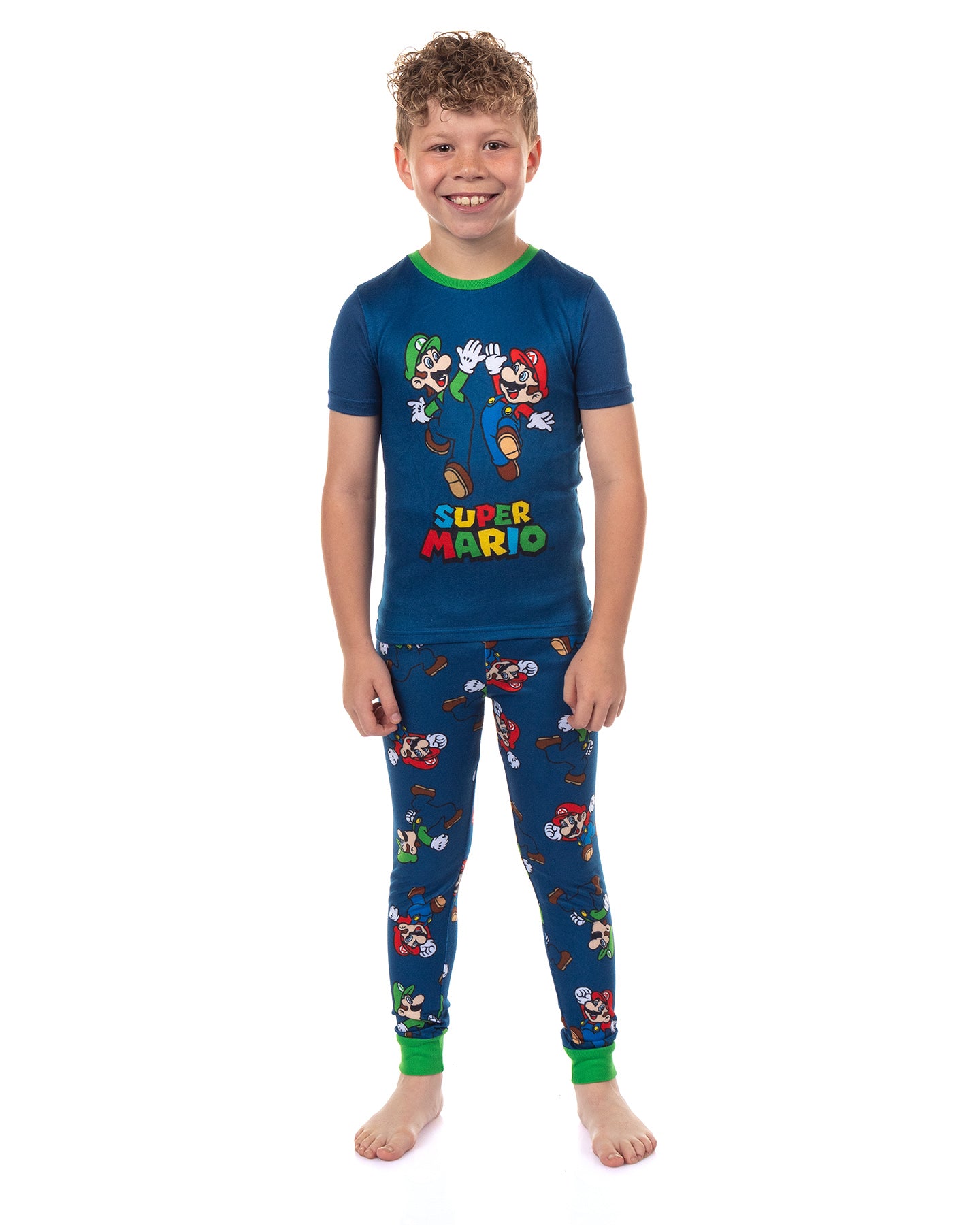Nintendo Super Mario Bros Pajamas Boy's Snug Fit Short Sleeve Pant Set
