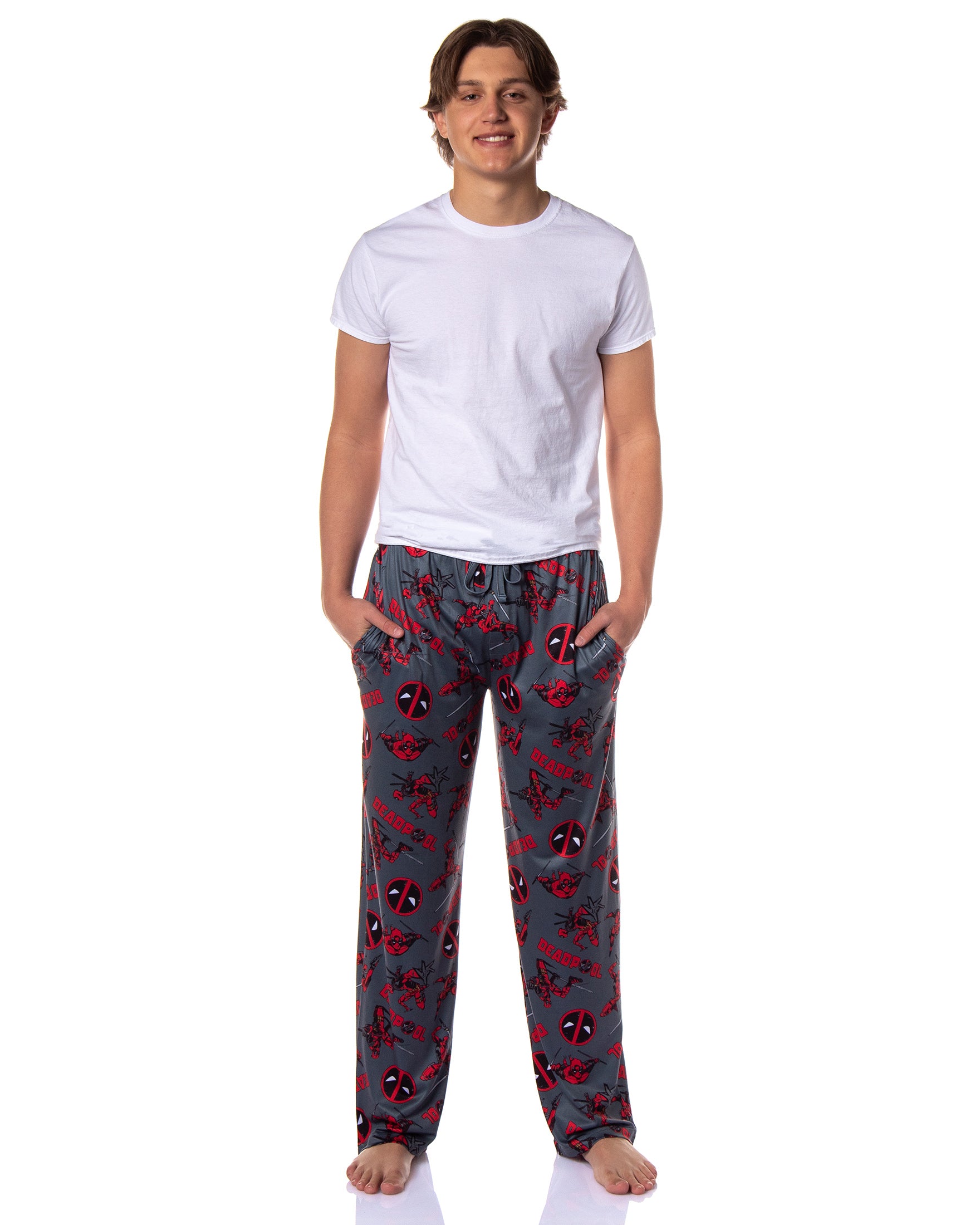 Marvel Comics Deadpool Pajamas Men's Logo Fight Pose Lounge PJ Pants