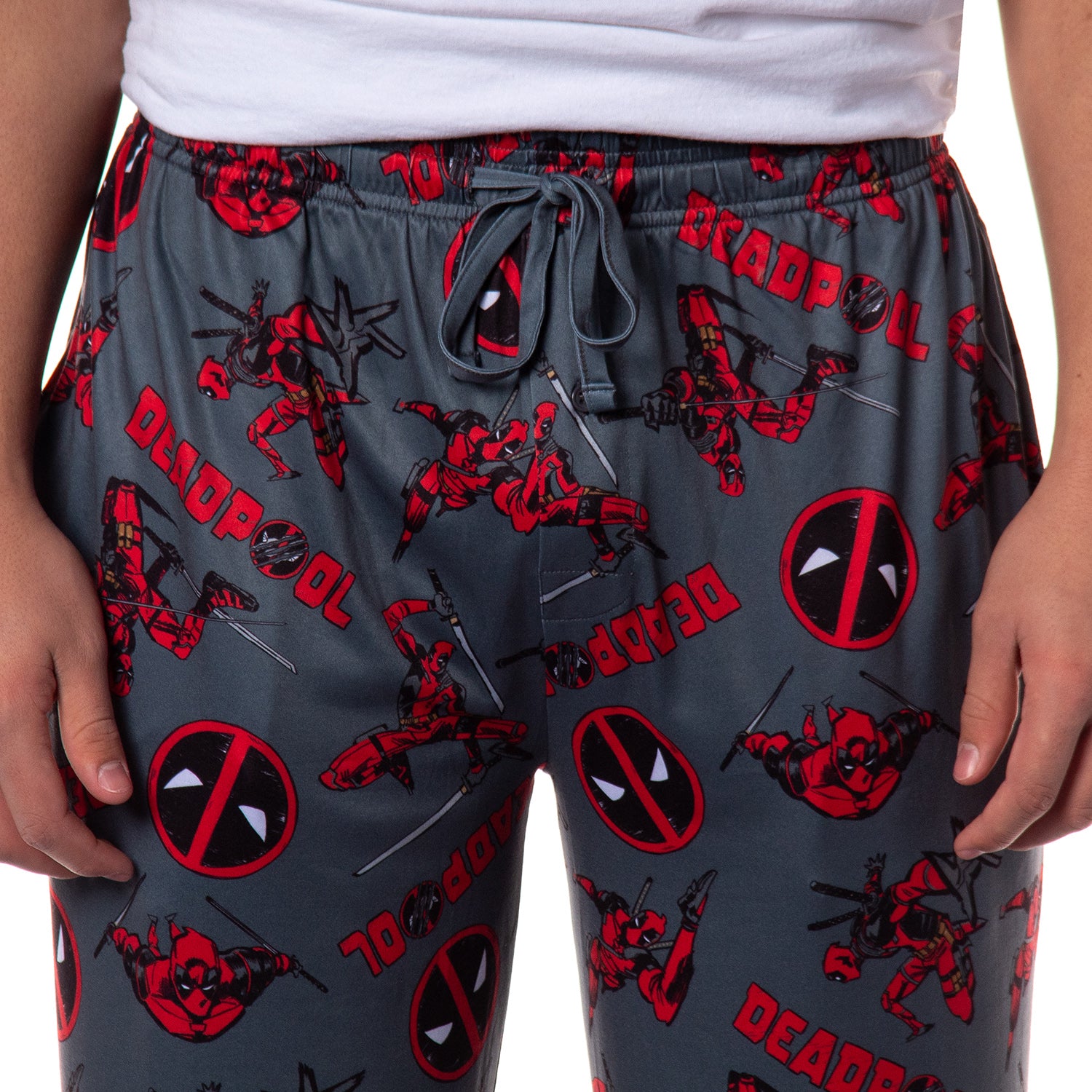 Marvel Comics Deadpool Pajamas Men's Logo Fight Pose Lounge PJ Pants