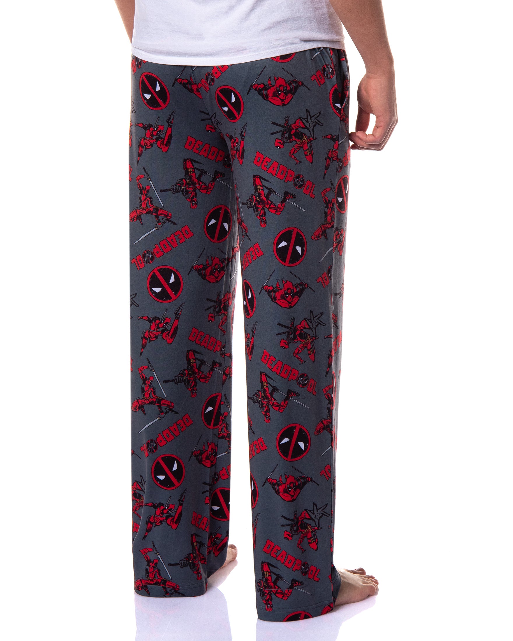 Marvel Comics Deadpool Pajamas Men's Logo Fight Pose Lounge PJ Pants