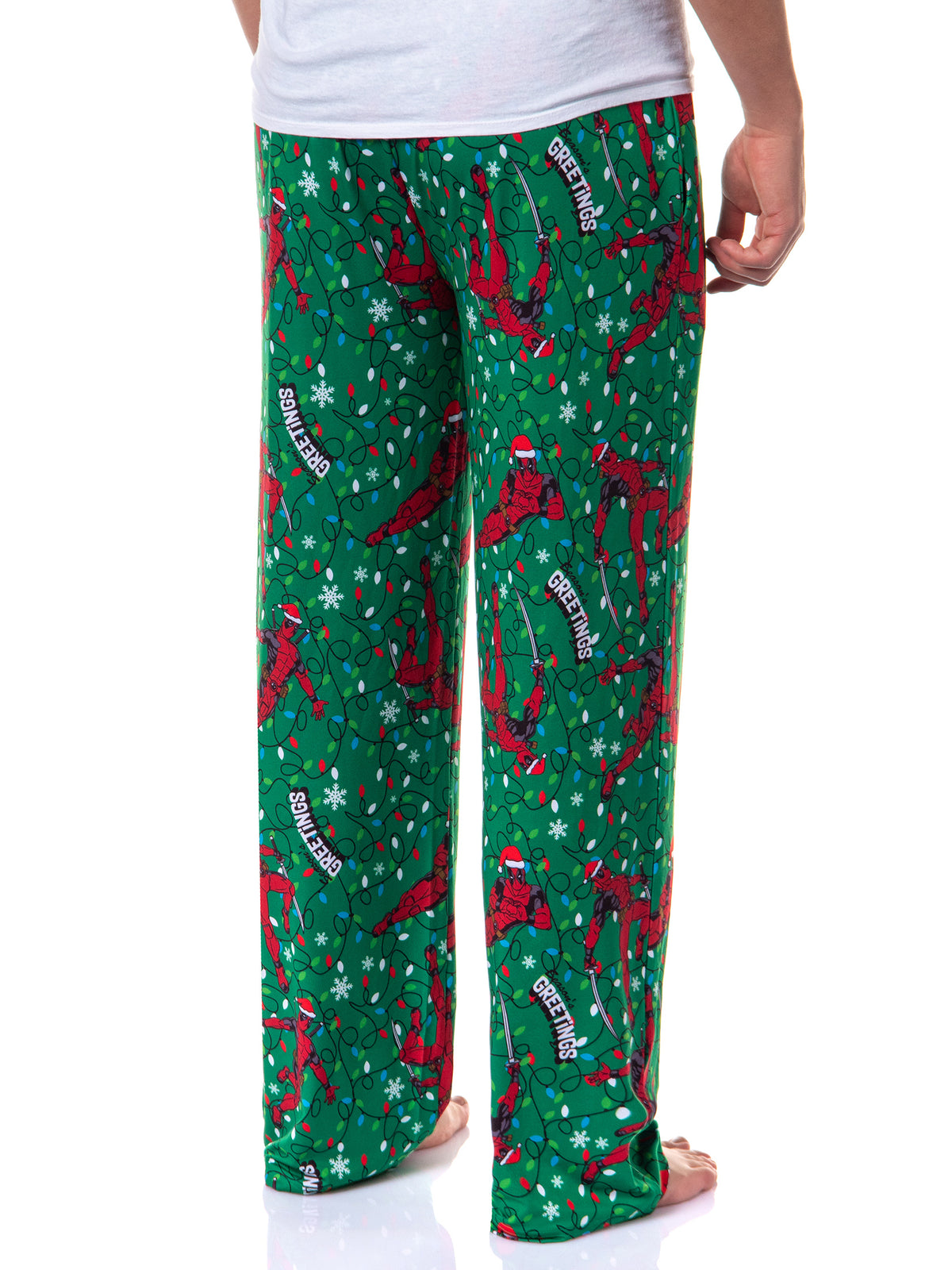 Deadpool Pajamas Men's Christmas Lights Seasons Greetings Lounge PJ Pants