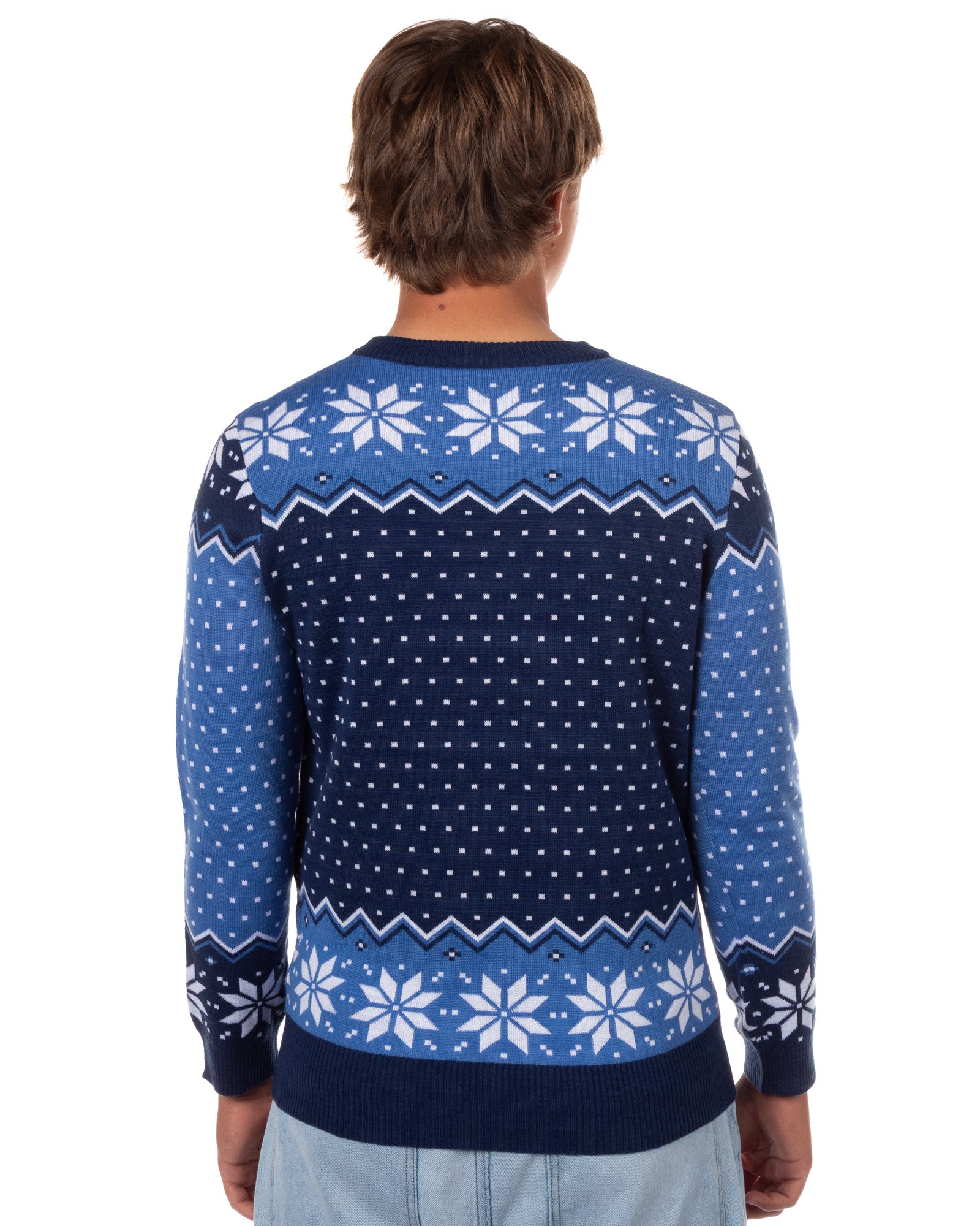Disney Stitch Men's Nice-Ish Holiday Lights Pullover Crewneck Sweater